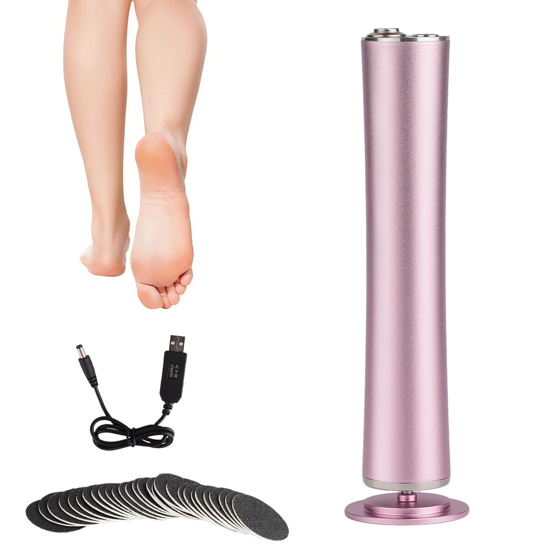 Electric Foot File Callus Remover Adjustable Speed Pedicure Grinder with 60 Sandpaper Discs for Dead Skin Exfoliation - White 1 Count - Valentines