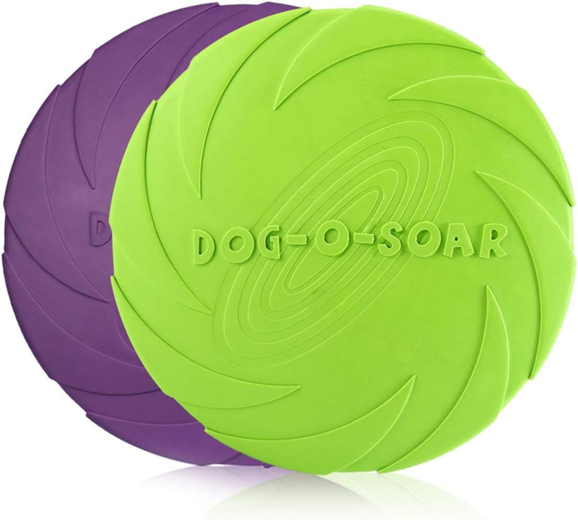 Dog Flying Disc Set Soft Rubber Throwing Frisbee Interactive Training Toy for Dogs Pack of 2 - Green+Purple M
