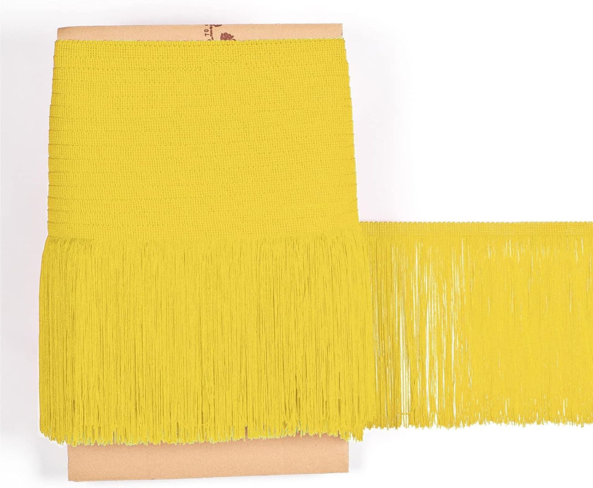 Cuquillo Rayon Fringe Trim for Sewing, Costumes and Crafts 20cm Length 5m Roll - Yellow 20cm