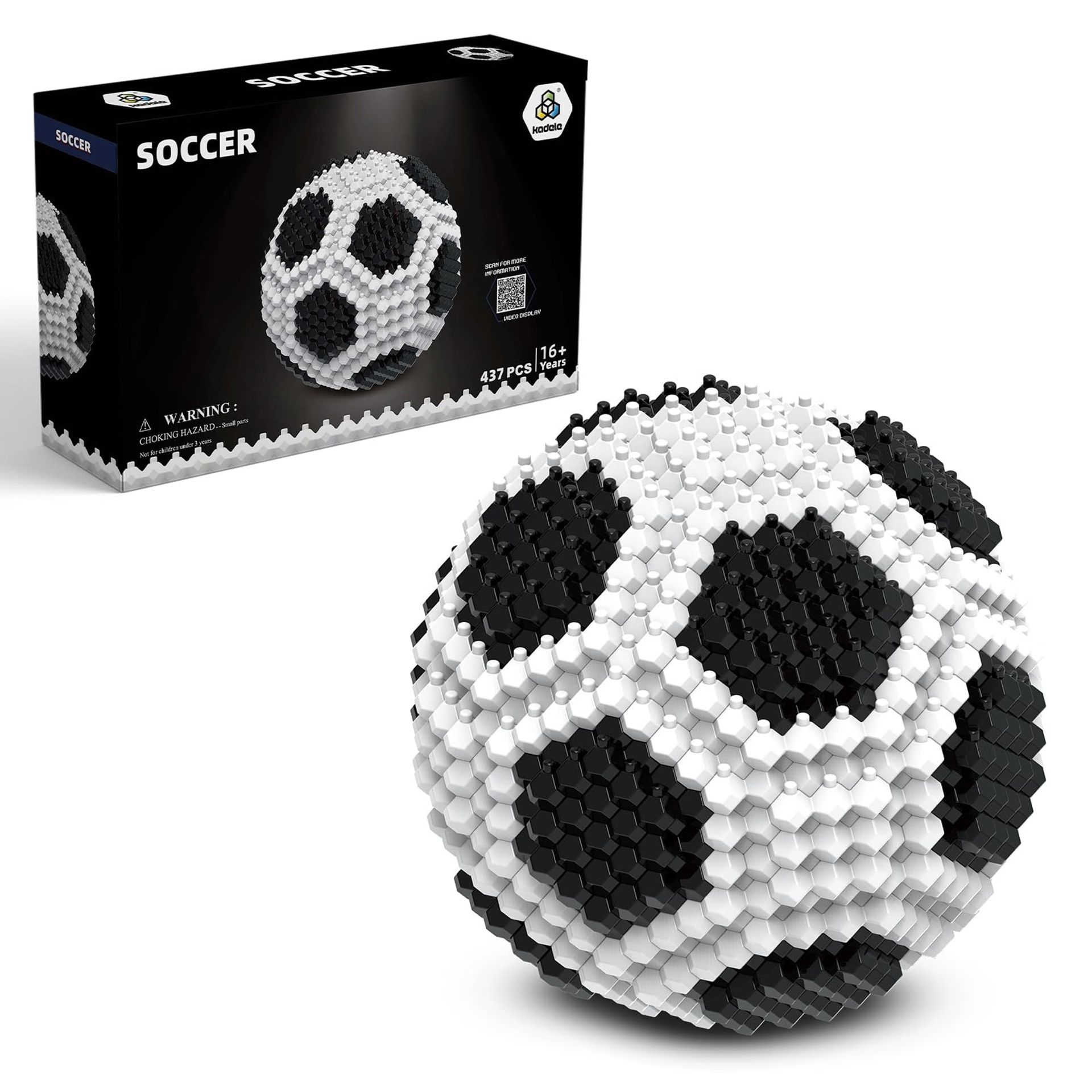 Football Building Block Set 3D Miniature Model 437 Pieces STEM Educational Toy for Adults & Teens - Black