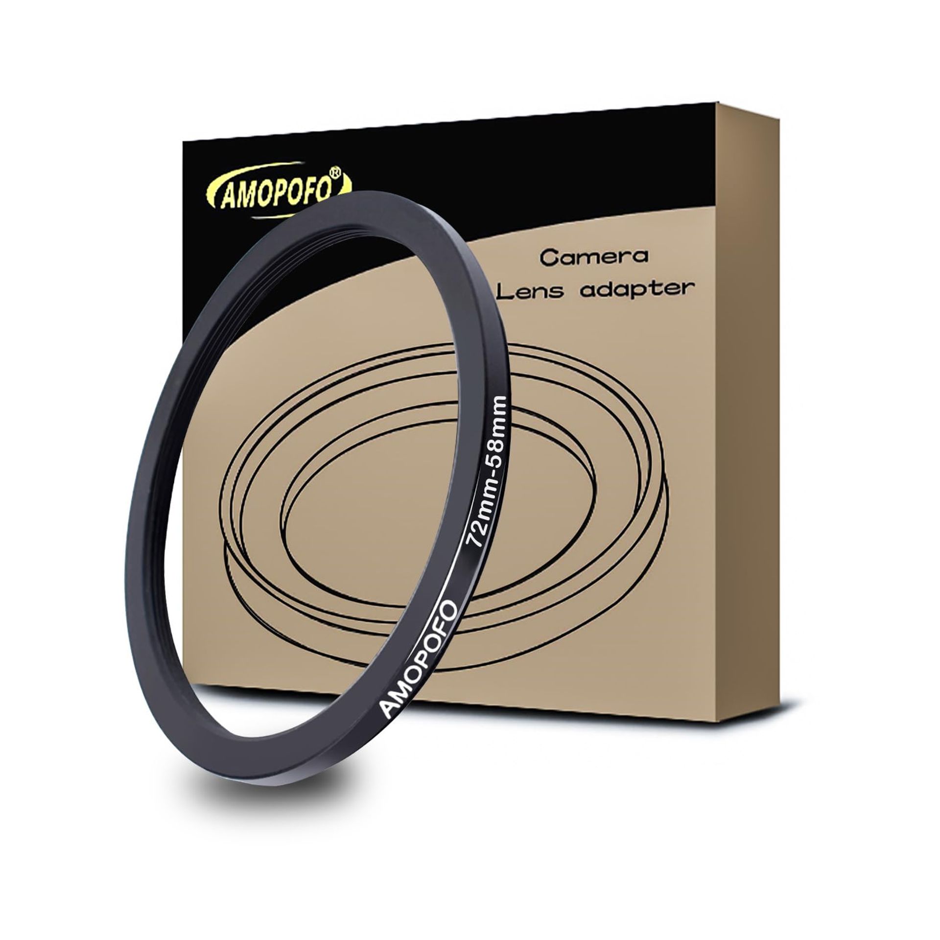 Step-Down Camera Lens Filter Adapter Ring 72mm to 58mm Aluminium Mount - Black 72-58mm