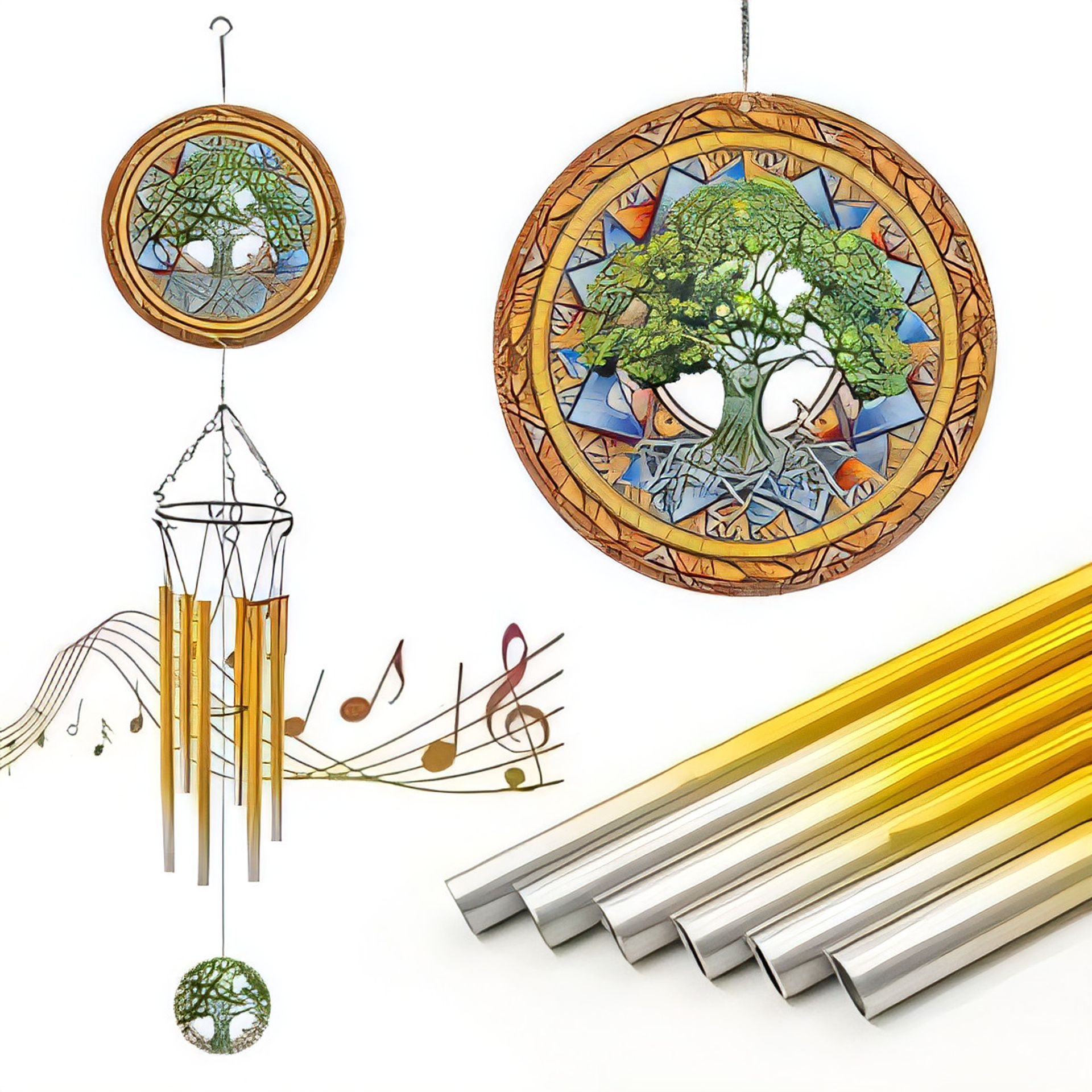 Garden Wind Spinner Outdoor Tree of Life Design Stainless Steel Ornament - Tree of Life M