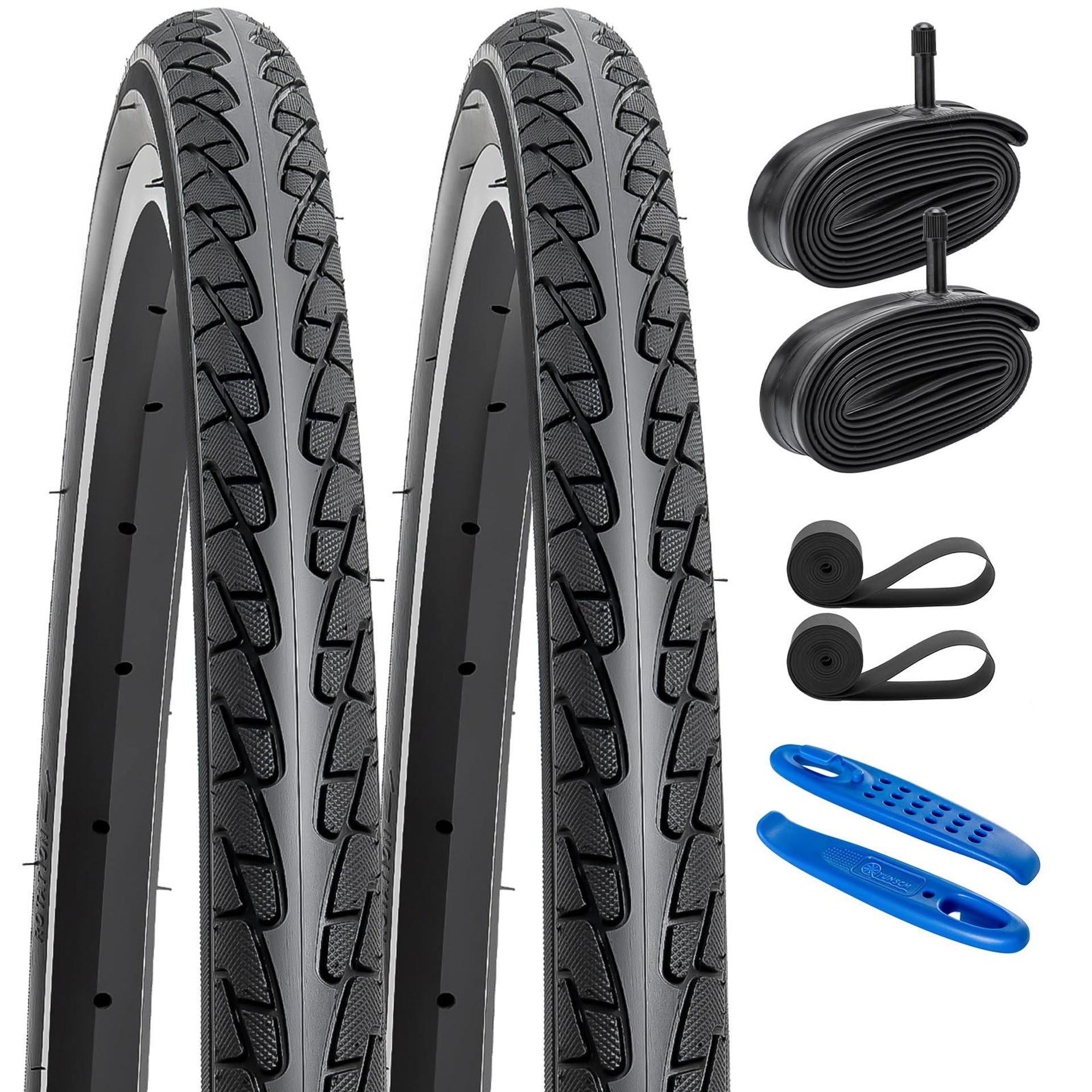 Wheelchair & Bicycle Tyre and Tube Set 26x1 3/8 37-590 AV33mm Schrader Valve 2 Pack - Black 26x1 3/8