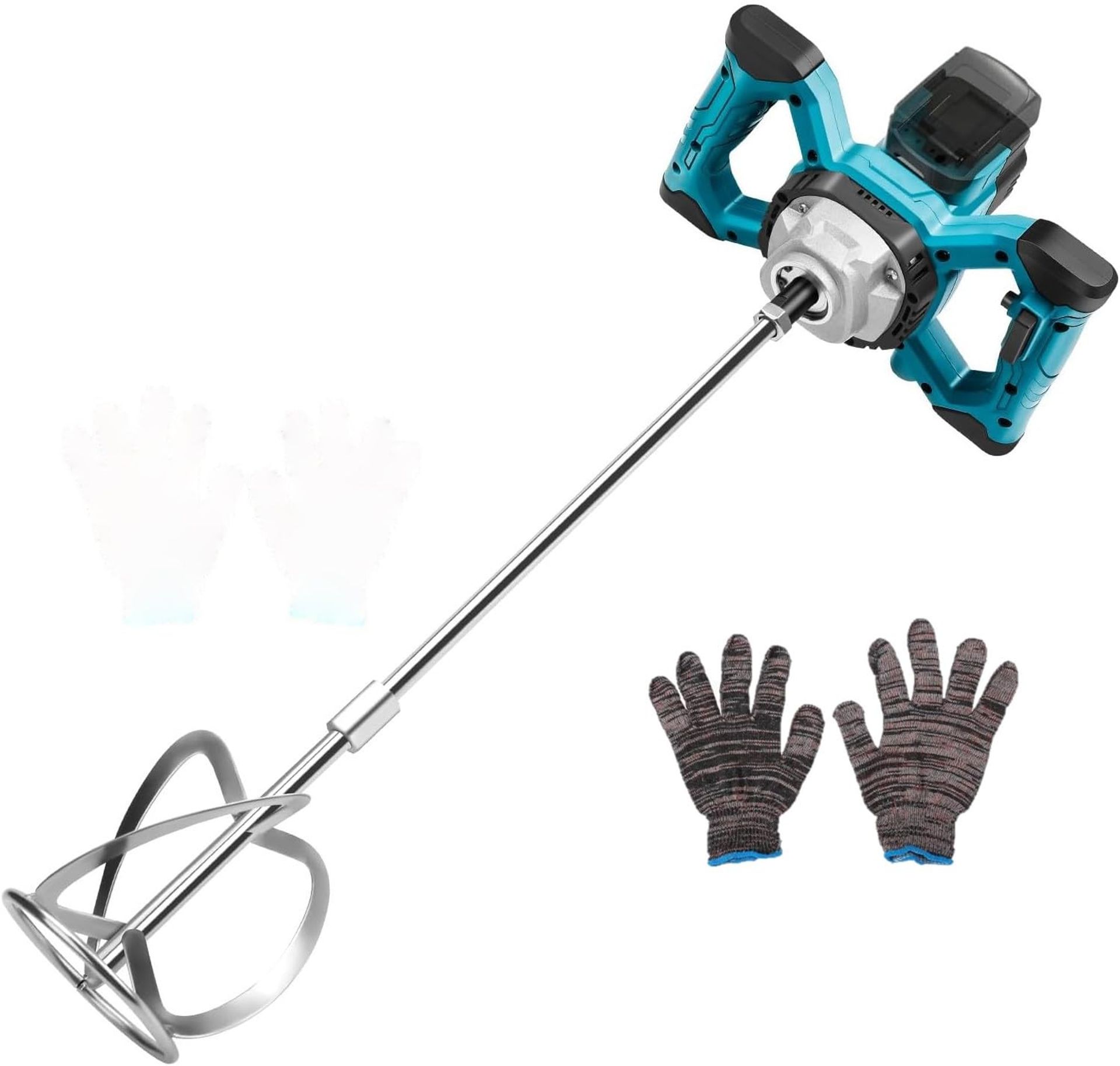 Cordless Mixer for Paint, Concrete and Mortar Compatible with Makita 18V Battery, Brushless Motor, 6 Speed Settings, Includes Paddle and Gloves - Orange LBZJ01