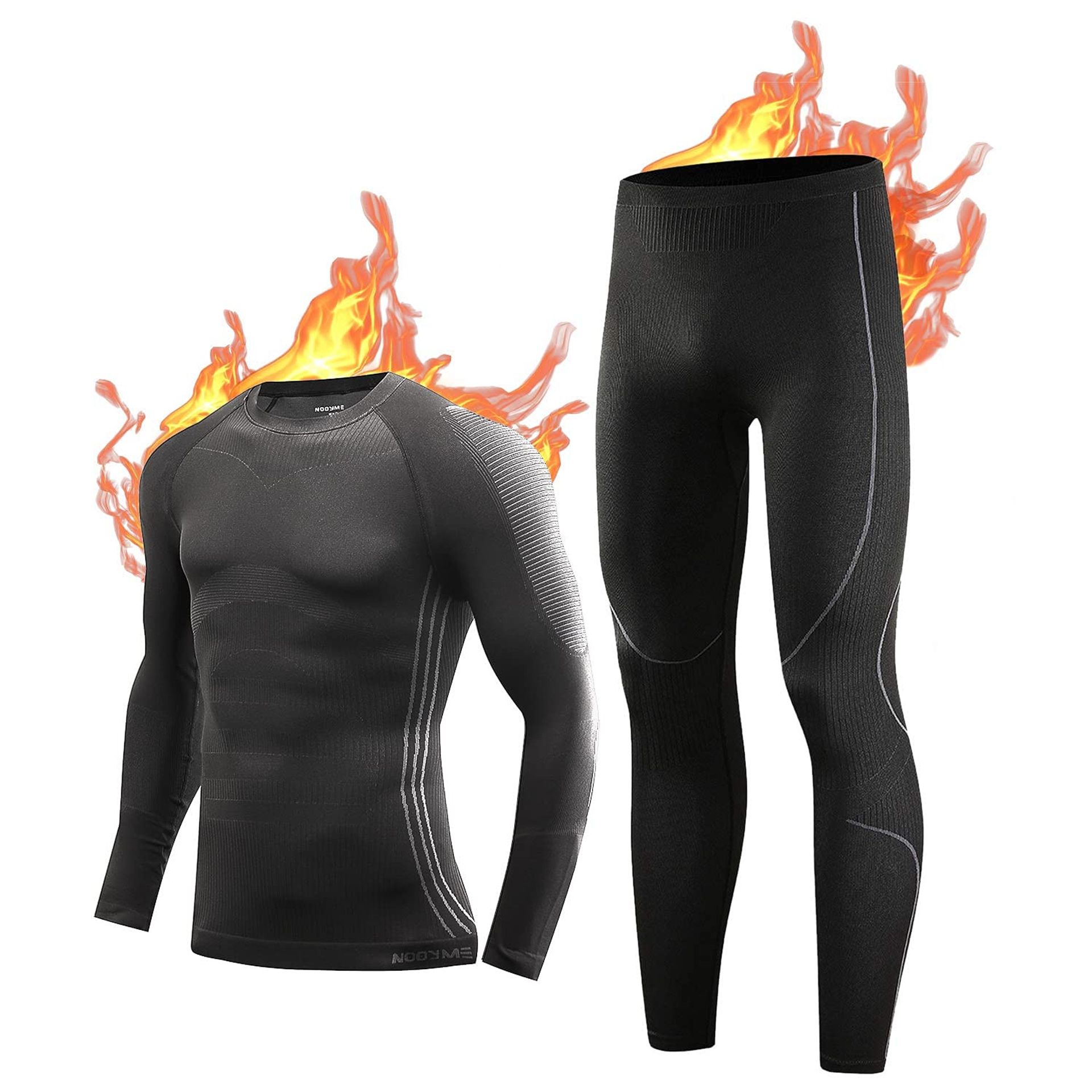 Men's Thermal Underwear Set Quick-Dry Hygroscopic Compression Base Layer for Running & Skiing - Blackgrey XL