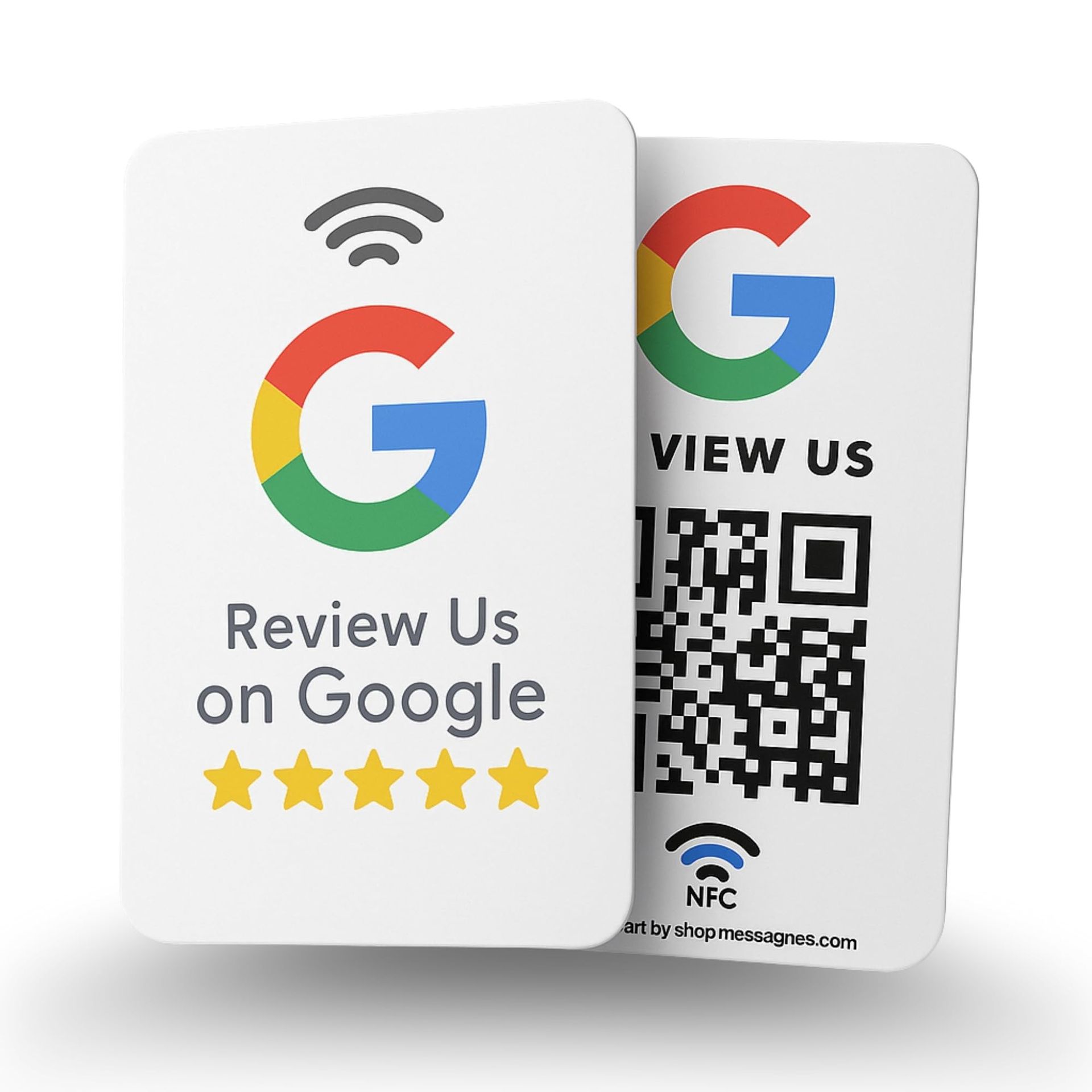 QR & NFC Review Cards for Google Business Profiles | Pack of 5 PVC Smart Cards to Earn Customer Reviews - White 8.6 x 5.5 cm