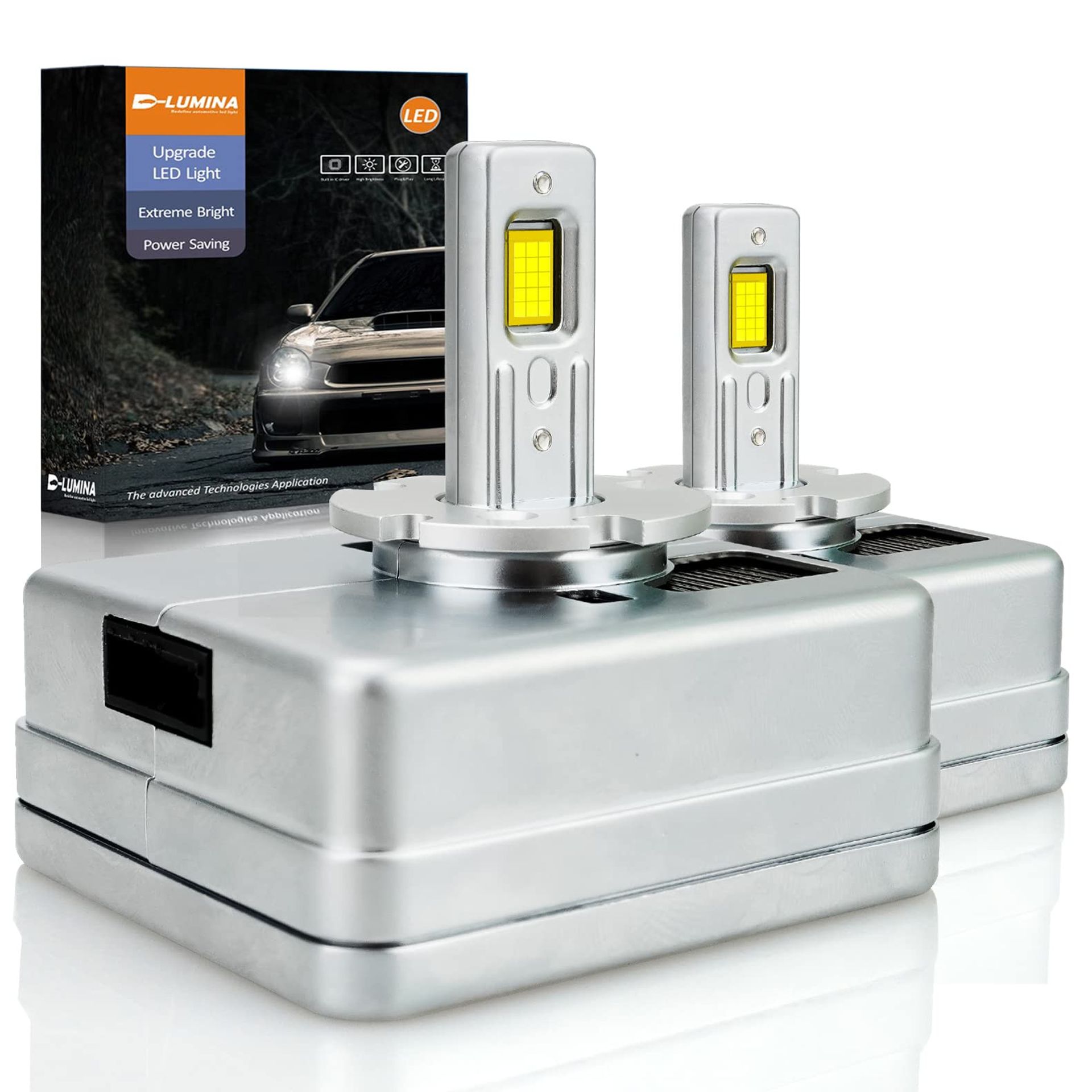 D-Lumina D5S LED Car Headlight Bulbs 100% Canbus Error Free 90W 18000LM Plug & Play Xenon Replacement - White D5S