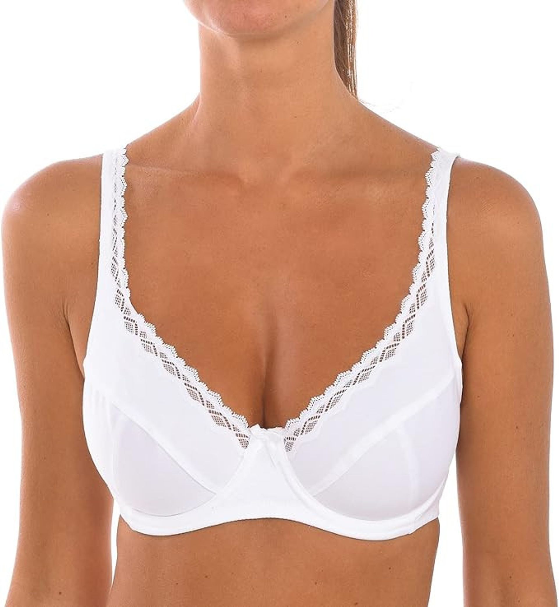 Women's Everyday Support Bra Underwired EcoDIM Comfortable Cotton Fit - White 34C