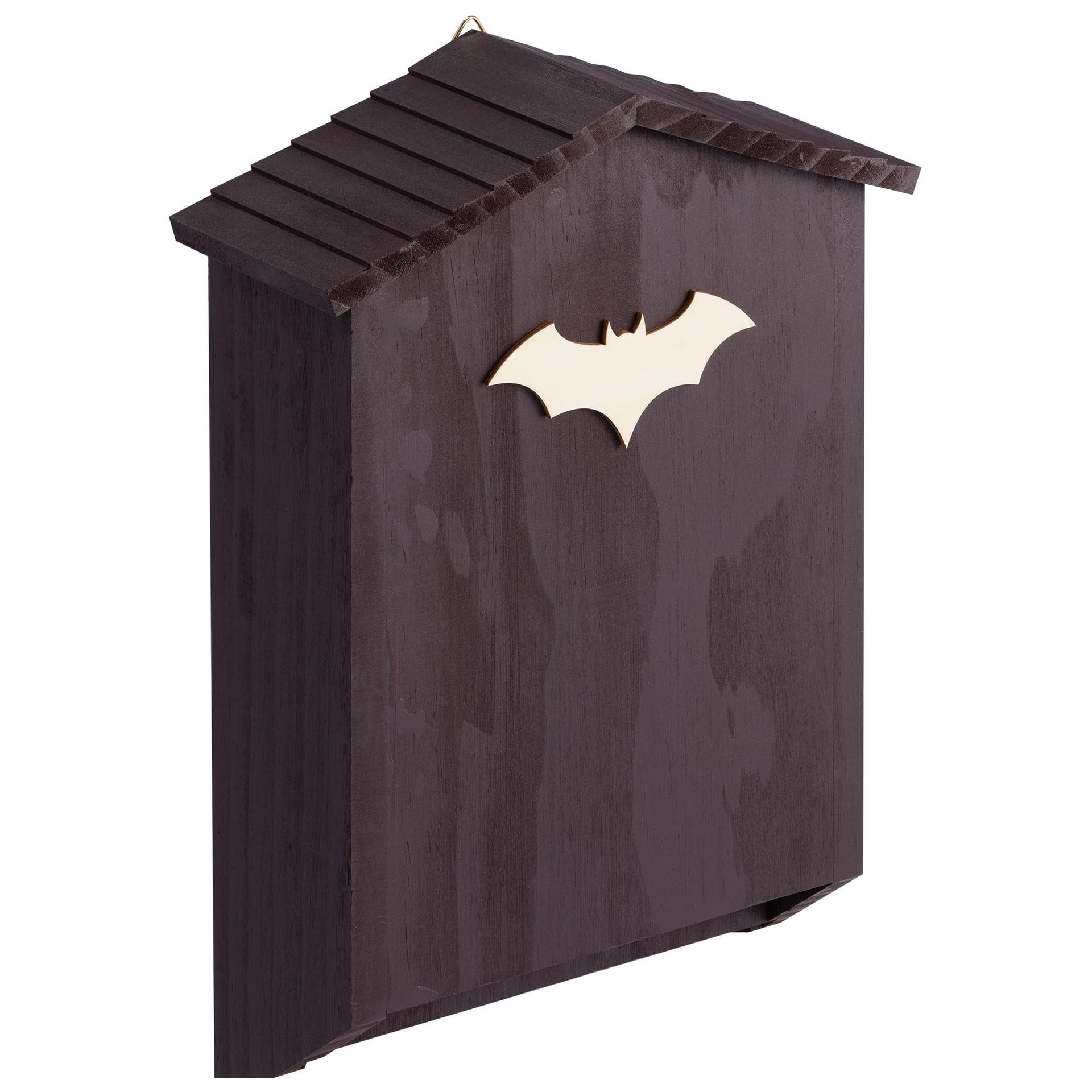 Wooden Bat House for Outdoors Weather-Resistant Nesting Box No Assembly Required - Brown Large