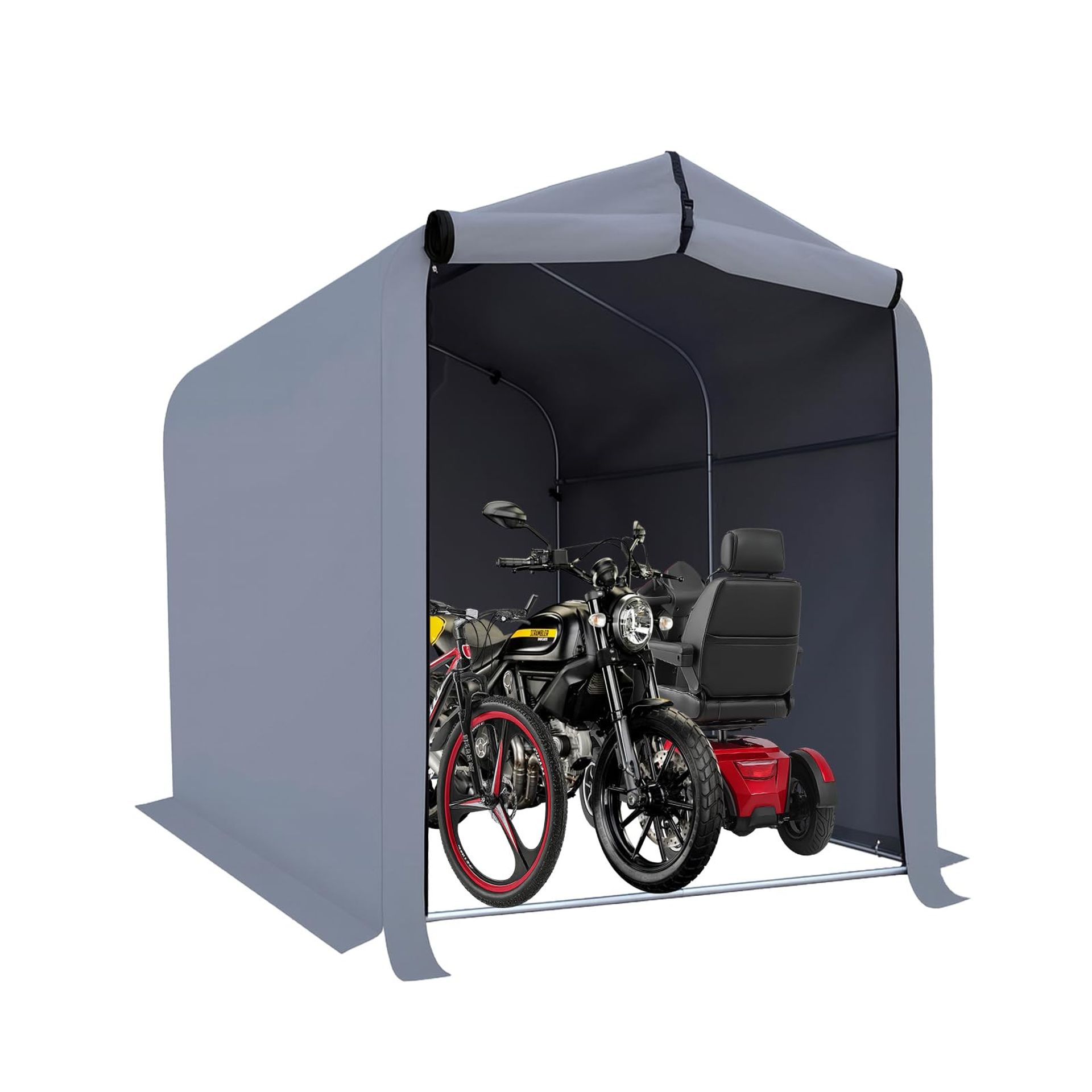 Outdoor Bike Storage Tent Waterproof UV-Resistant Metal Frame Garden Shelter - Grey 1.6x2.2m
