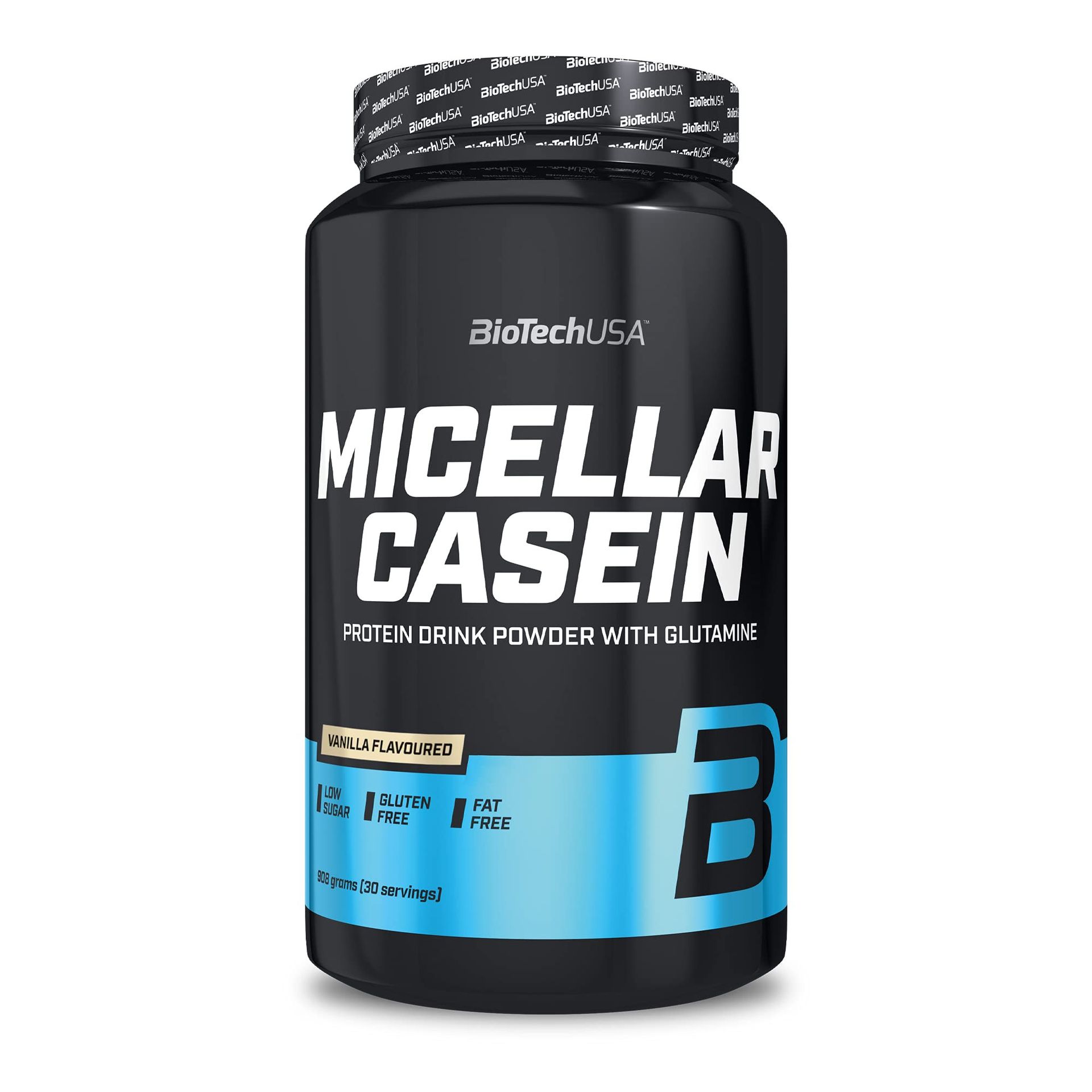 Micellar Casein Protein Powder Slow Release Formula Gluten & Fat Free with Added L-Glutamine - Vanilla 908g