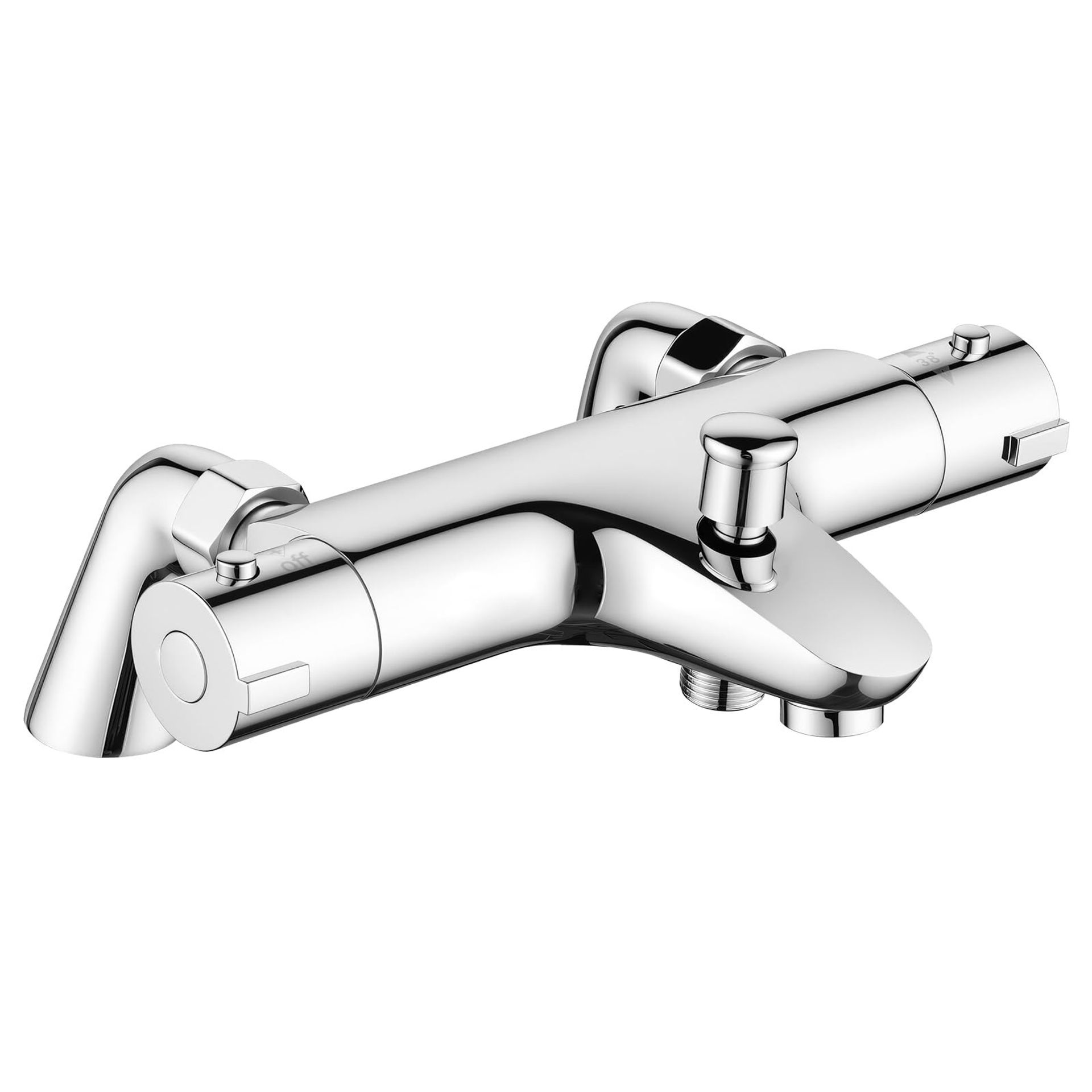 Thermostatic Bath Shower Mixer Tap Set with Adjustable Riser Rail, 3-Spray Handheld Shower and Hose - Chrome 70cm