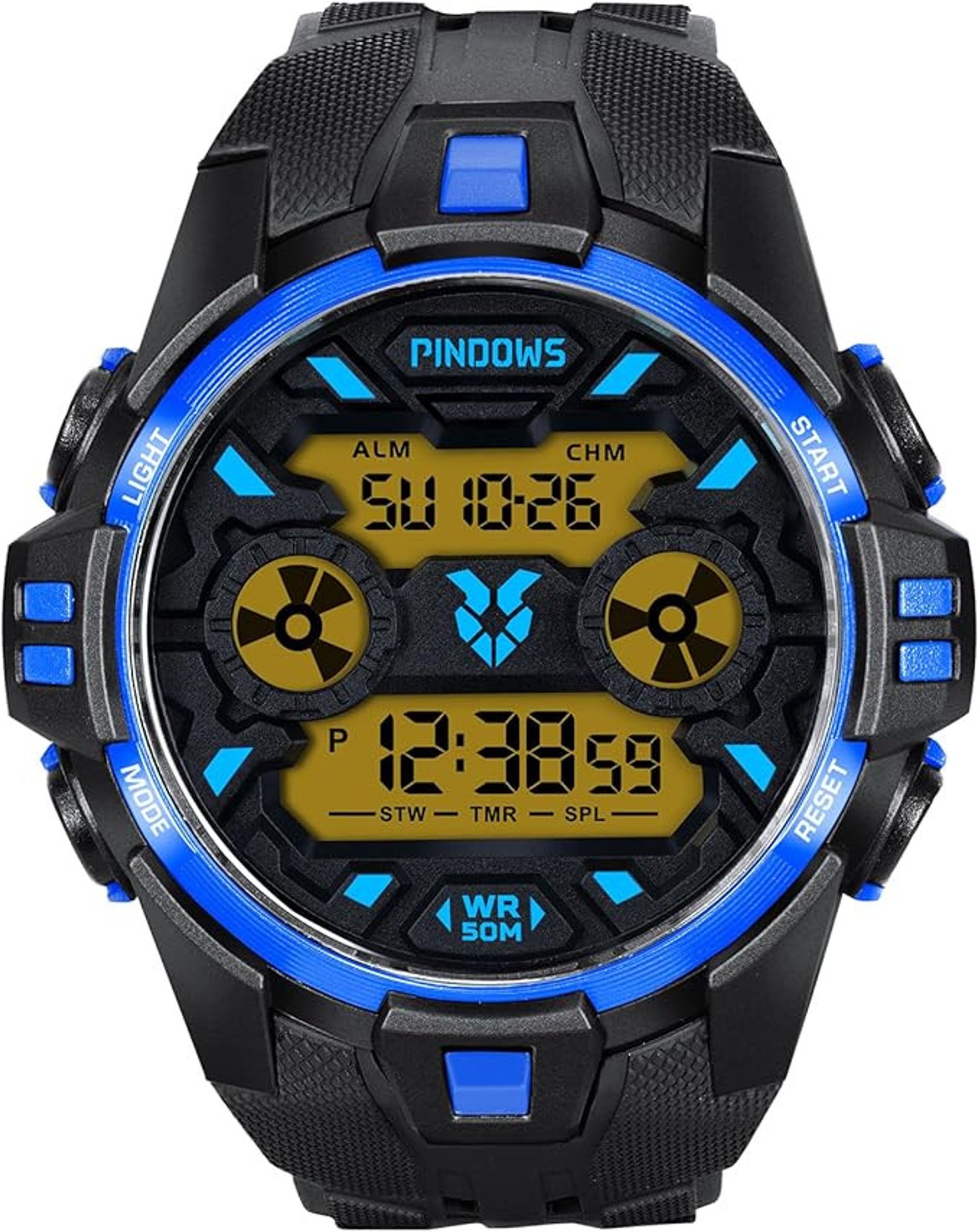 Men's Digital Sports Watch with Stopwatch, Alarm, Countdown, LED Backlight & 50M Waterproof Design
