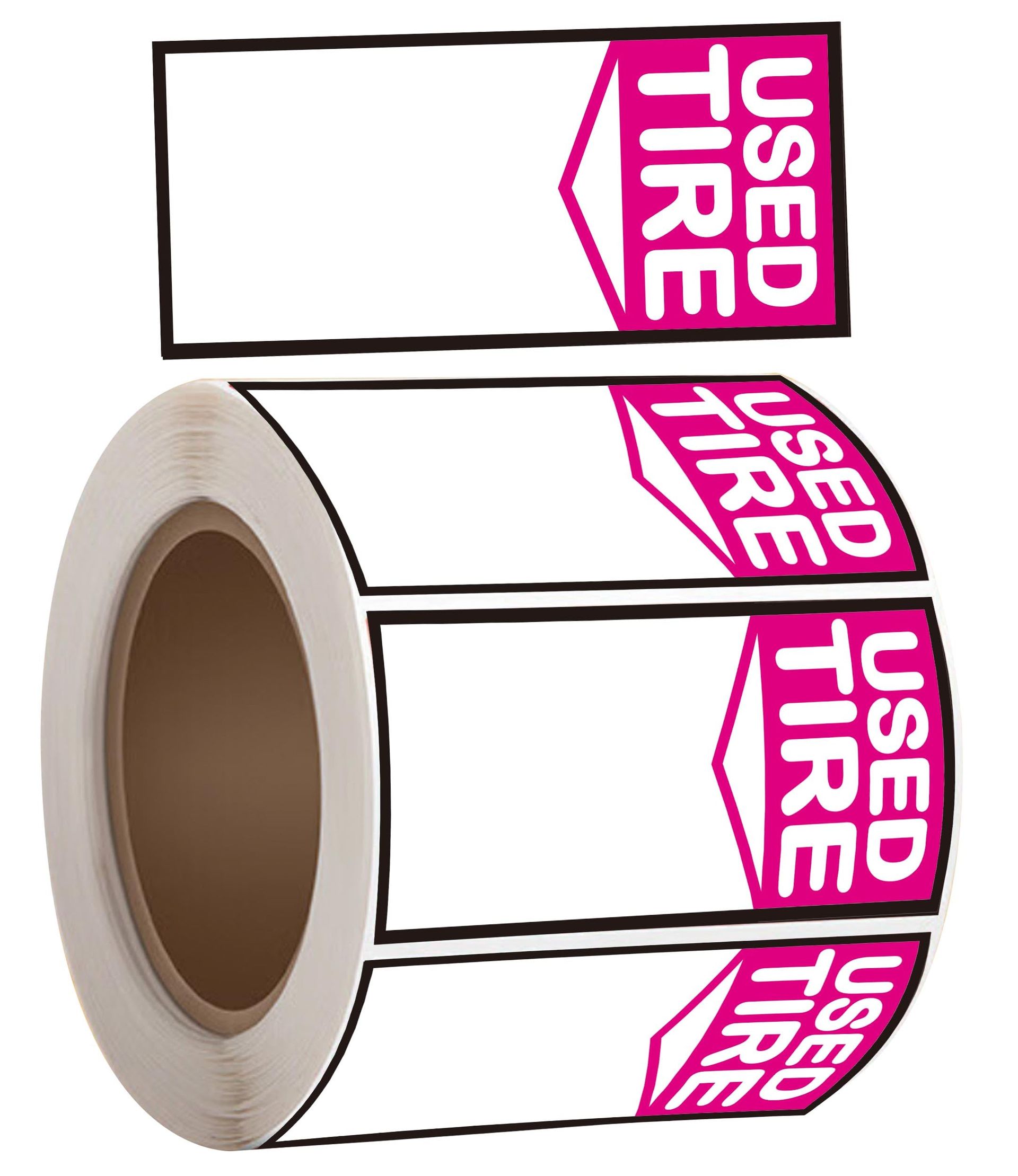 Used Tyre Sale Stickers Adhesive Roll 250 Pcs 2.75x6 Inch Labels for Auto Repair Shops - Pink