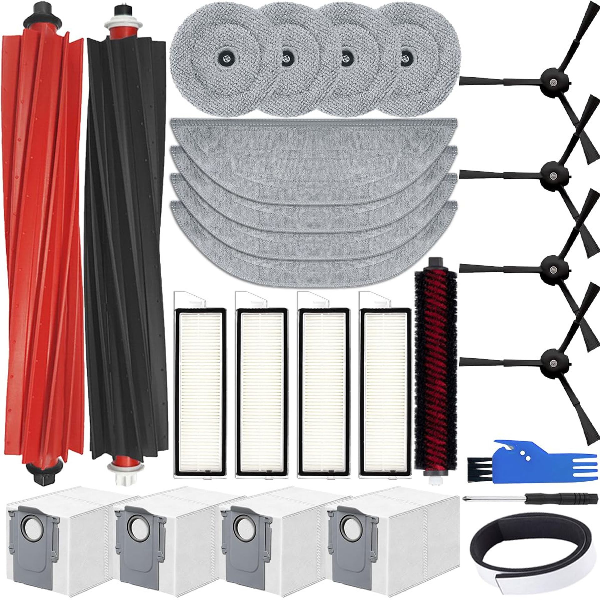 Accessories Kit for Roborock S8 MaxV Ultra Robot Vacuum Cleaner 23-Piece Set with Brushes, Filters, Mop Pads & Dust Bags - White SR-QA-518