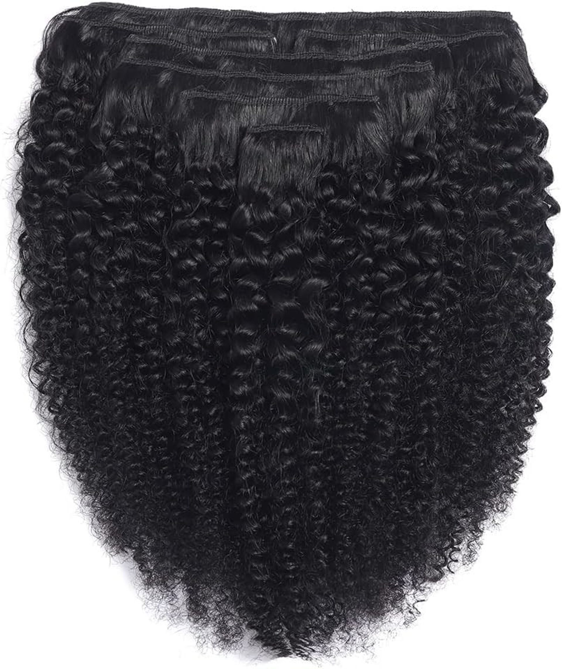 Kinky Curly Clip-In Hair Extensions 100% Brazilian Remy Human Hair 7 Pieces Set for Natural Afro Style - Natural Black 16inch