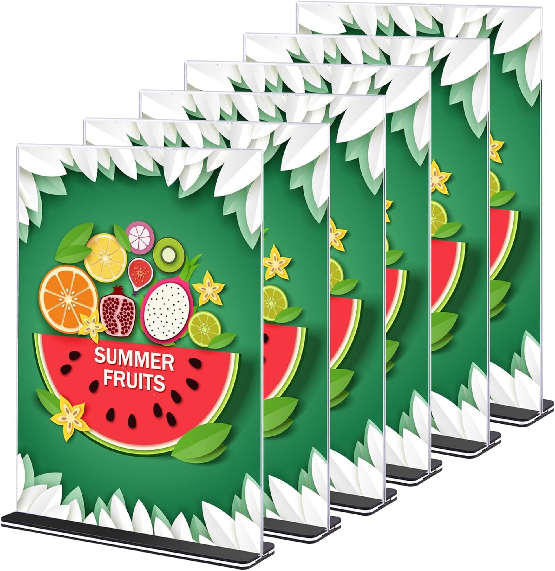 A4 Acrylic Sign Holders Clear Double Sided T-Shape Display Stands for Menus, Posters or Promotions - Clear A4 6 PCS