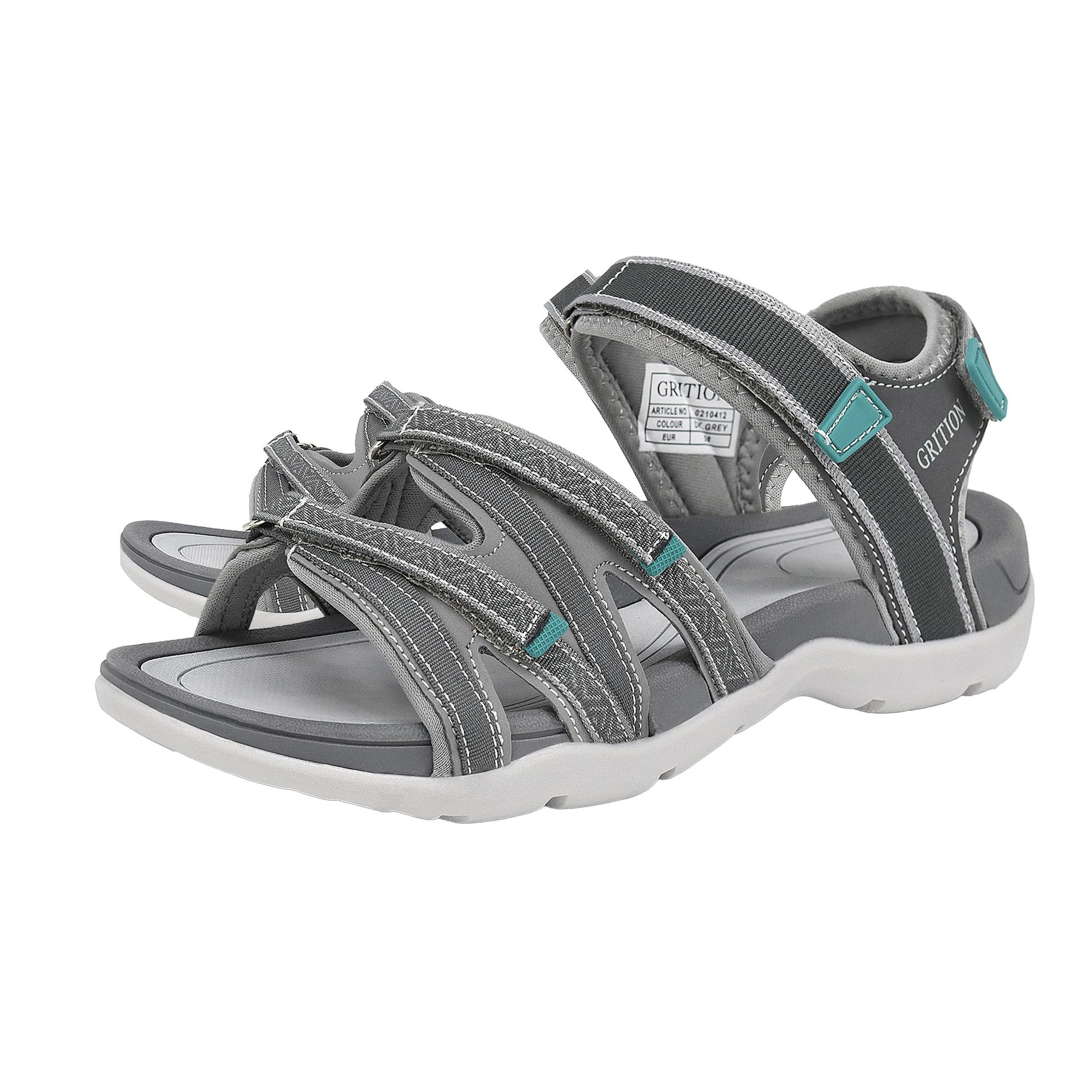 Women's Hiking Sandals Outdoor Walking Adjustable Lightweight Open Toe Water Shoes - Grey Green UK 5.5