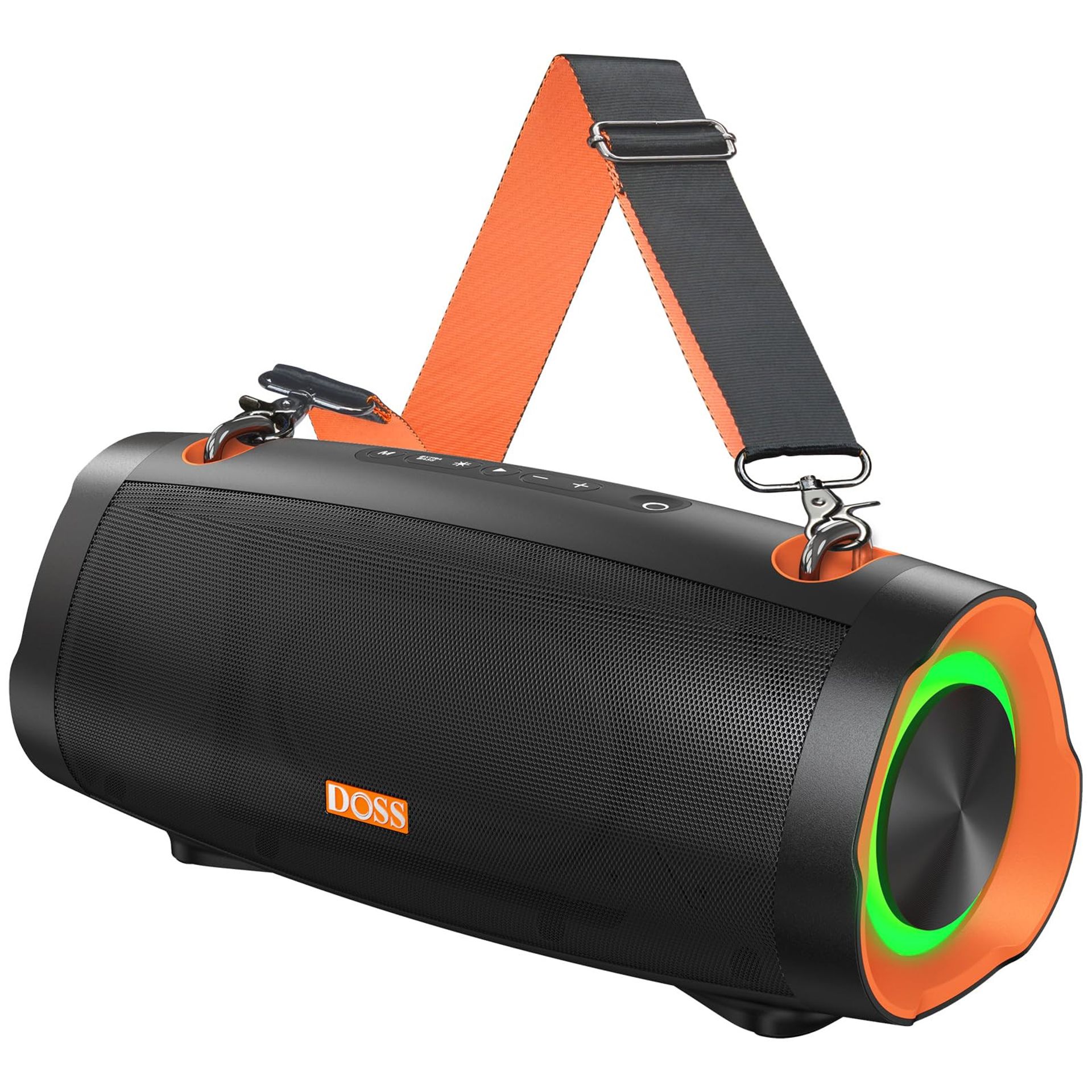 Portable Bluetooth Speaker 70W Bold Sound Extra Bass 24H Playtime IPX6 Waterproof with Beat-Sync Lights and Power Bank - Orange Extreme Boom Pro D100