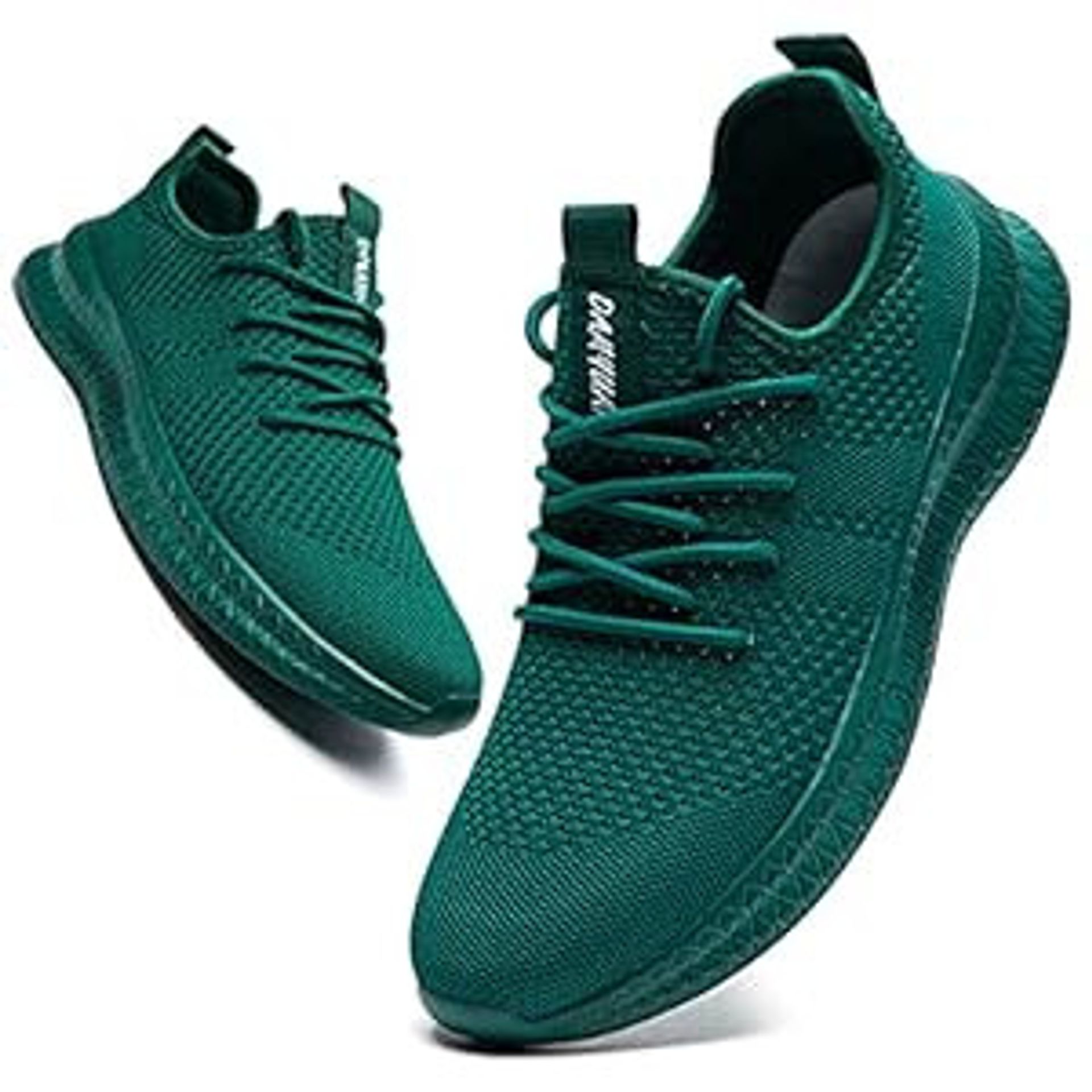 Men's Running Trainers Lightweight Breathable Mesh Walking Gym Sneakers - Green UK 10