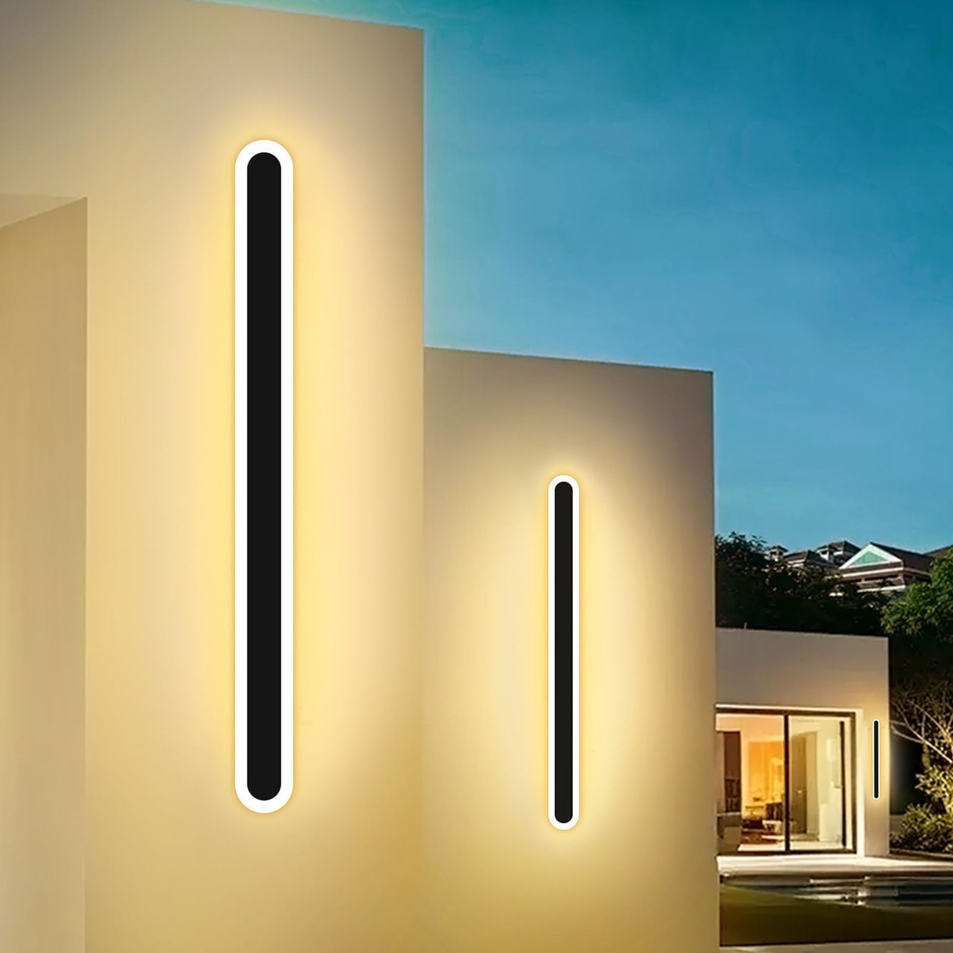 Outdoor Wall Light 80CM 31W 3000K Warm White IP65 Waterproof Sconce with Acrylic Shade - Black Oval YH