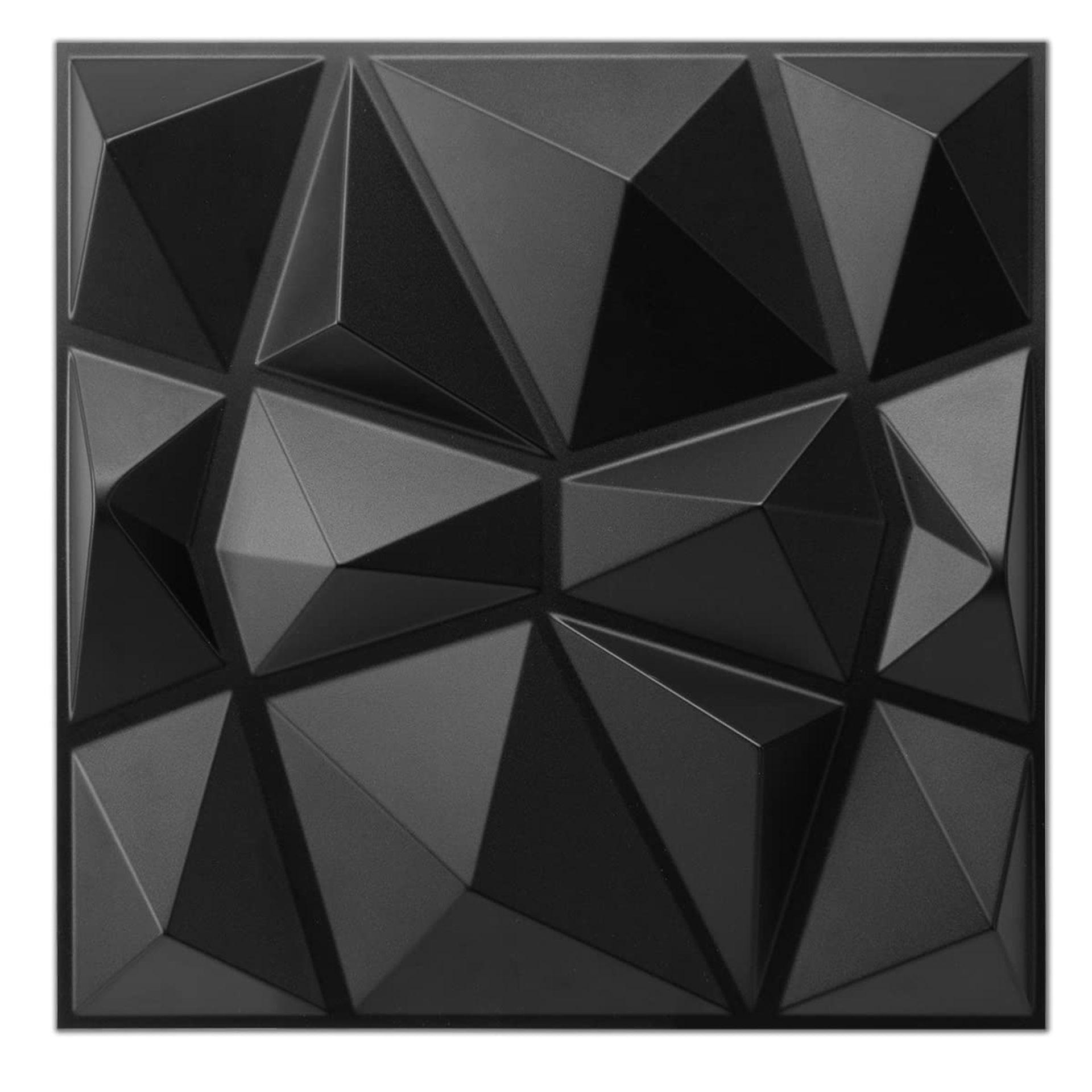 Decorative 3D Wall Panels Diamond Design PVC Easy Install Interior Décor - Matt Black 11.8"x11.8"