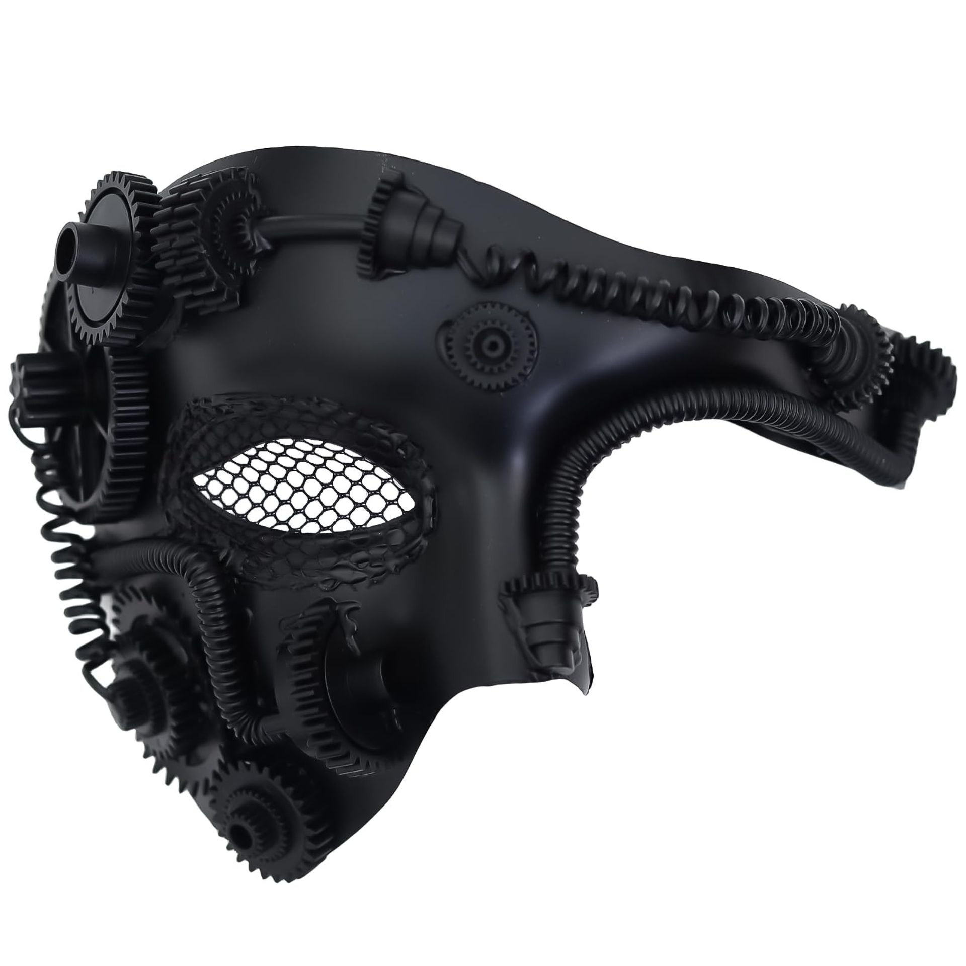Steampunk Metal Cyborg Venetian Masquerade Mask Retro Mechanical Design for Halloween and Party Costumes - Black One Size