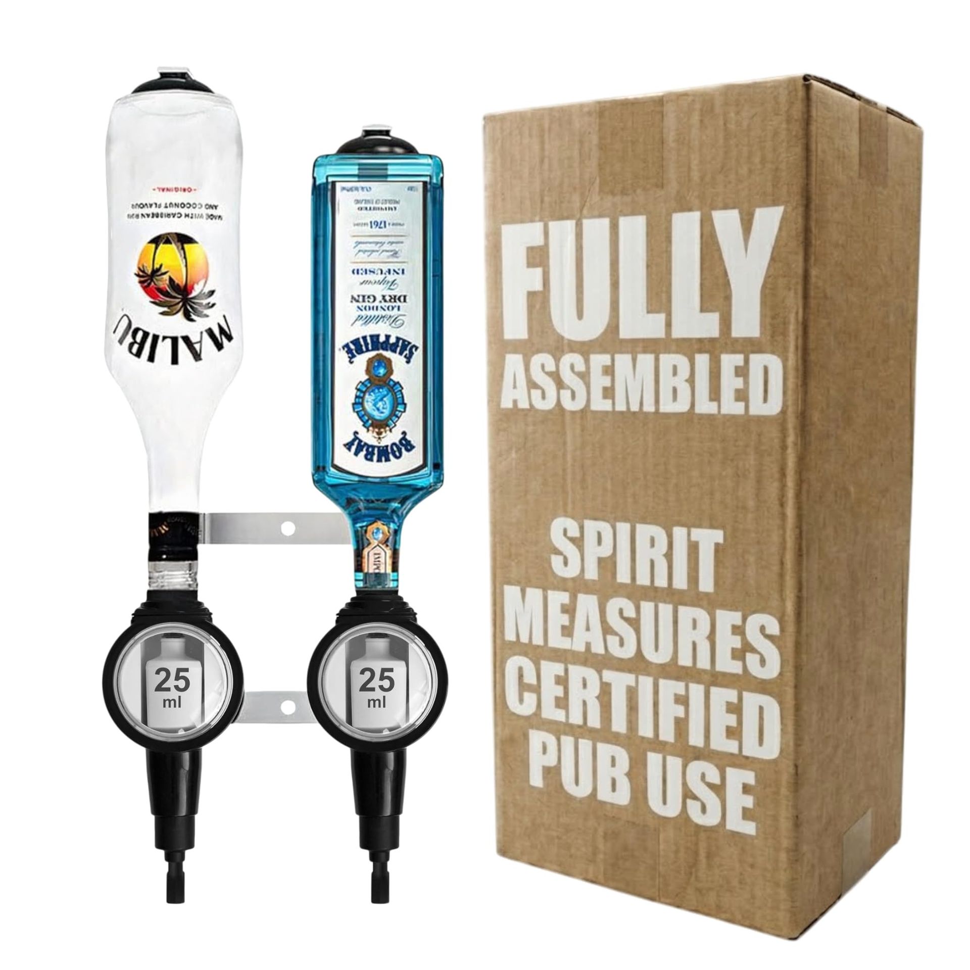 Professional Wall-Mounted Liquor Dispenser Rail with 25ml Spirit Optics UK-Made All-Metal 2 Bottle Bar System - 2 Bottle 25ml - Spring Refresh