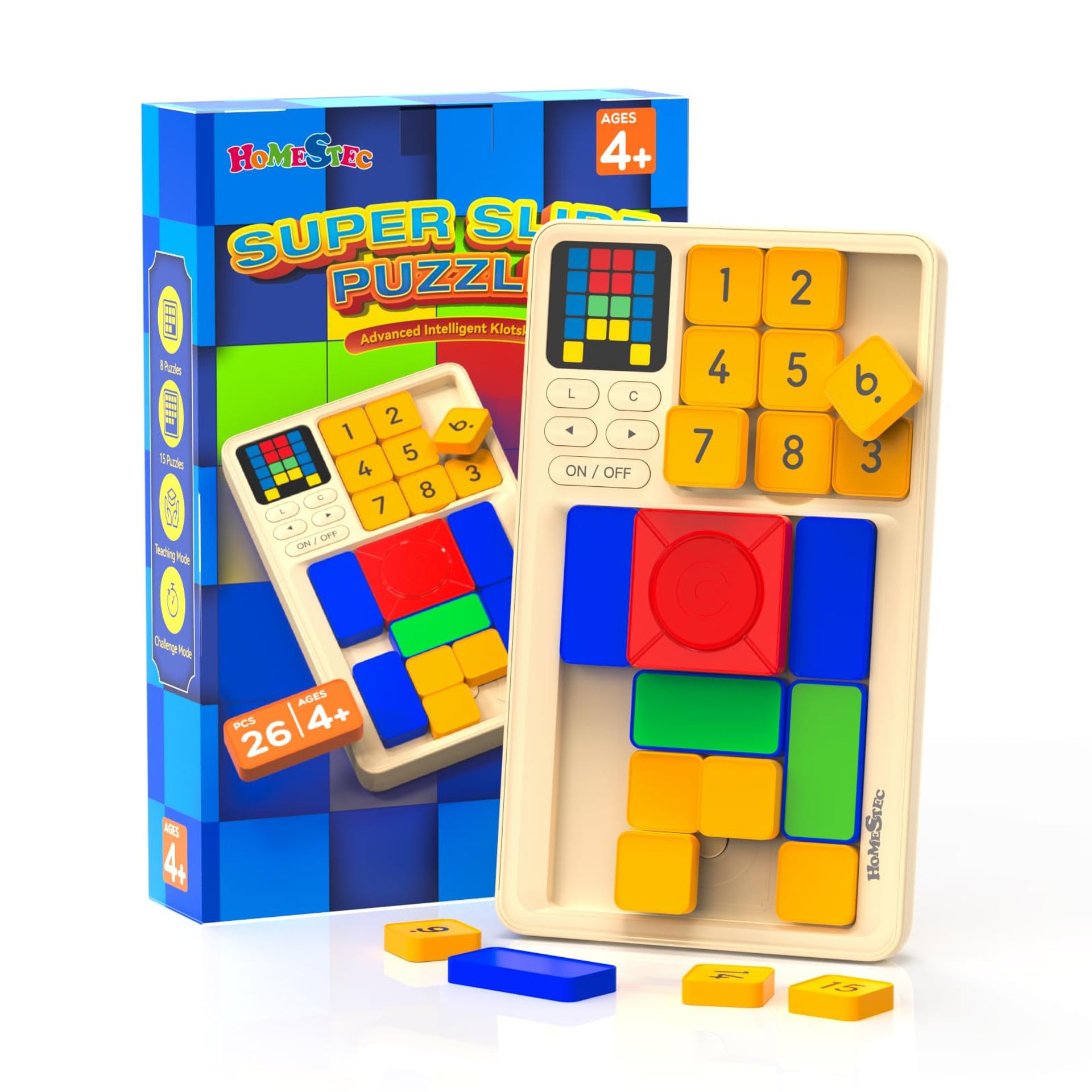 Sliding Puzzle Game Handheld Brain Teaser Logic Challenge Toy STEM Educational for Kids, Teens & Adults - Cream Magnetic Chess Board