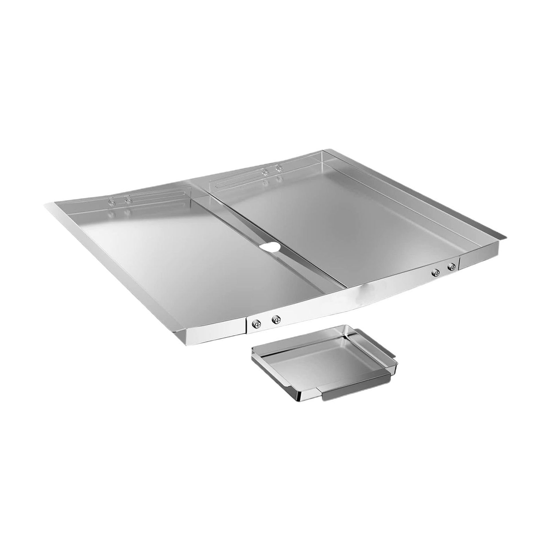 Universal BBQ Grease Tray Stainless Steel Drip Pan Adjustable Width Leakproof Grill Replacement - Silver Large