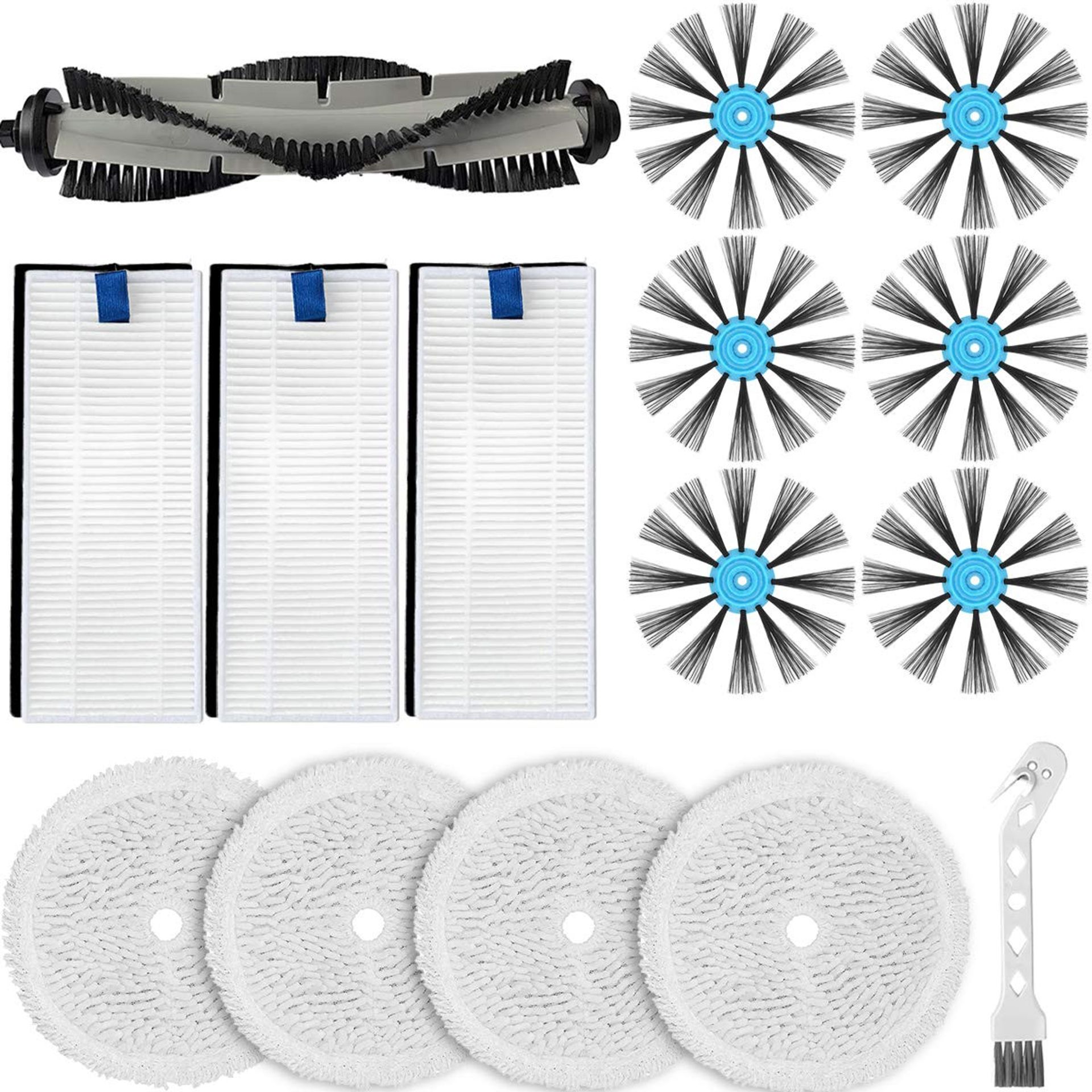 Replacement Accessories Kit for Bissell 3115 SpinWave & EV675 Robot Vacuum with Main Brush, Side Brushes, Filters and Pads - White Standard Set