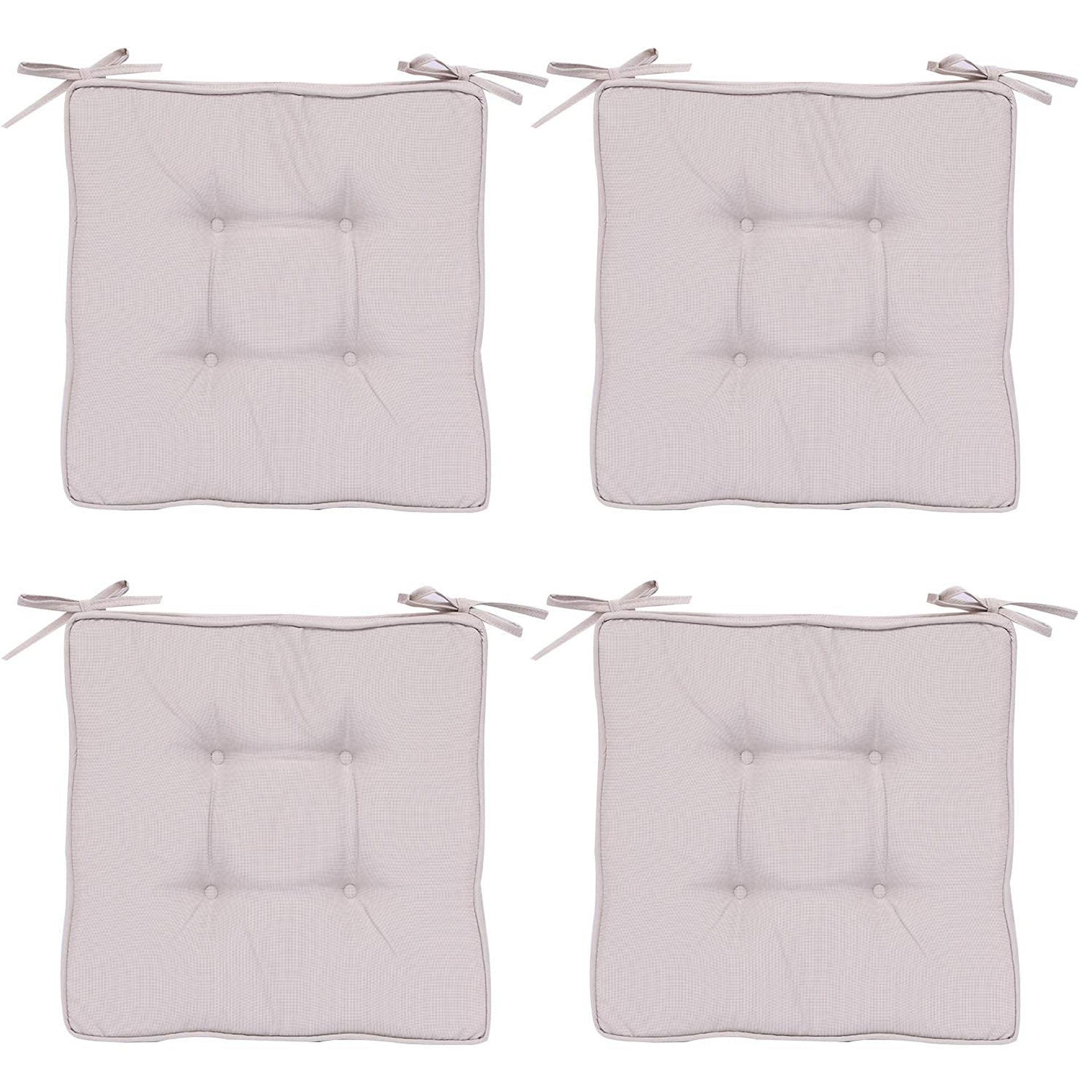 Garden Chair Cushions Soft Seat Pads with Ties for Indoor & Outdoor Use - Green Pack of 4