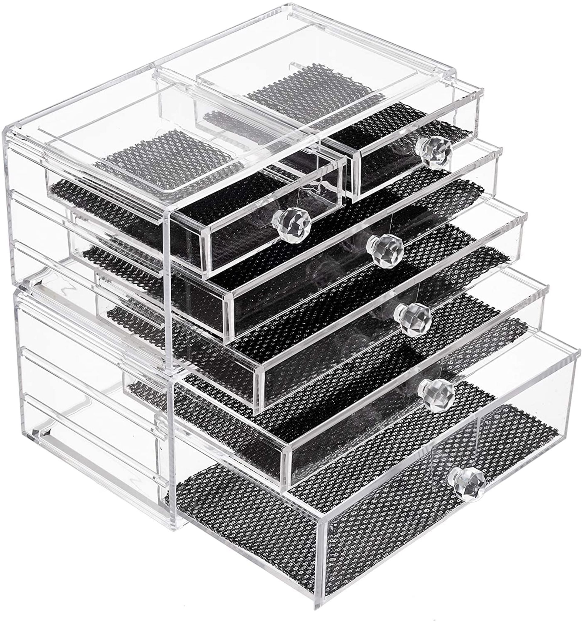 Acrylic Clear Makeup Organiser 6 Drawer Stackable Cosmetic and Jewellery Storage Case - Clear - Valentines