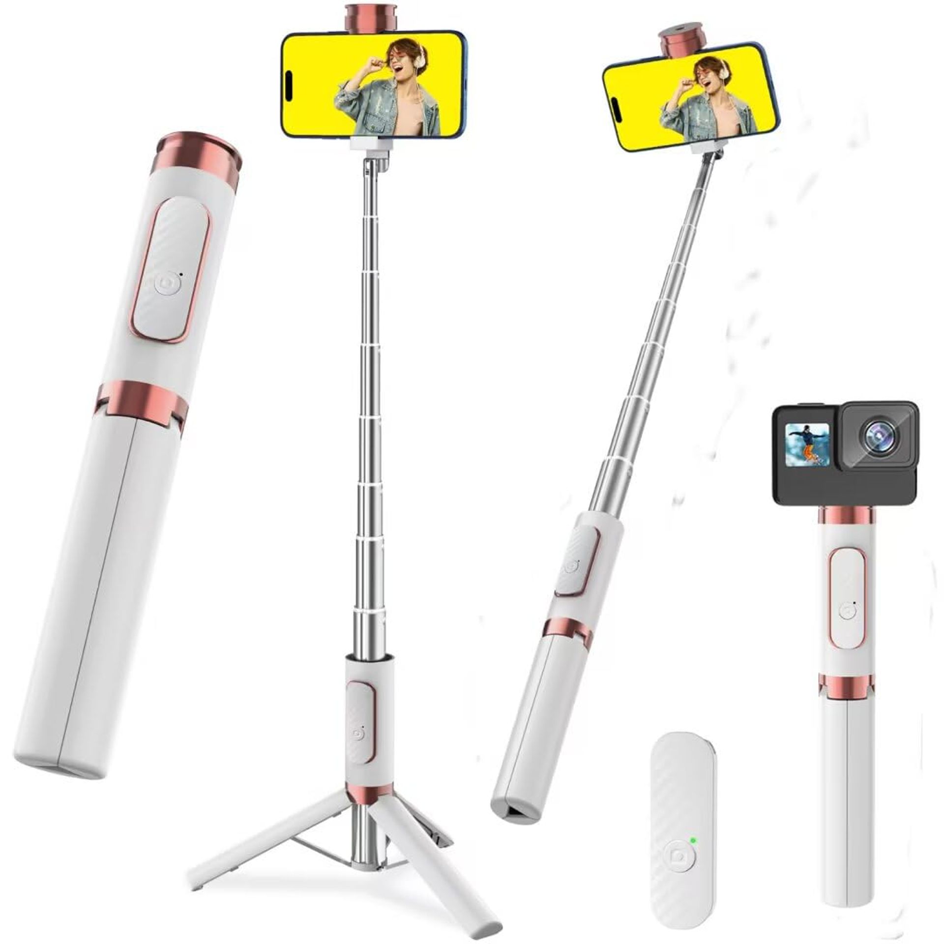 Selfie Stick Tripod Bluetooth Remote Extendable Aluminium for Smartphones - Black Model 202