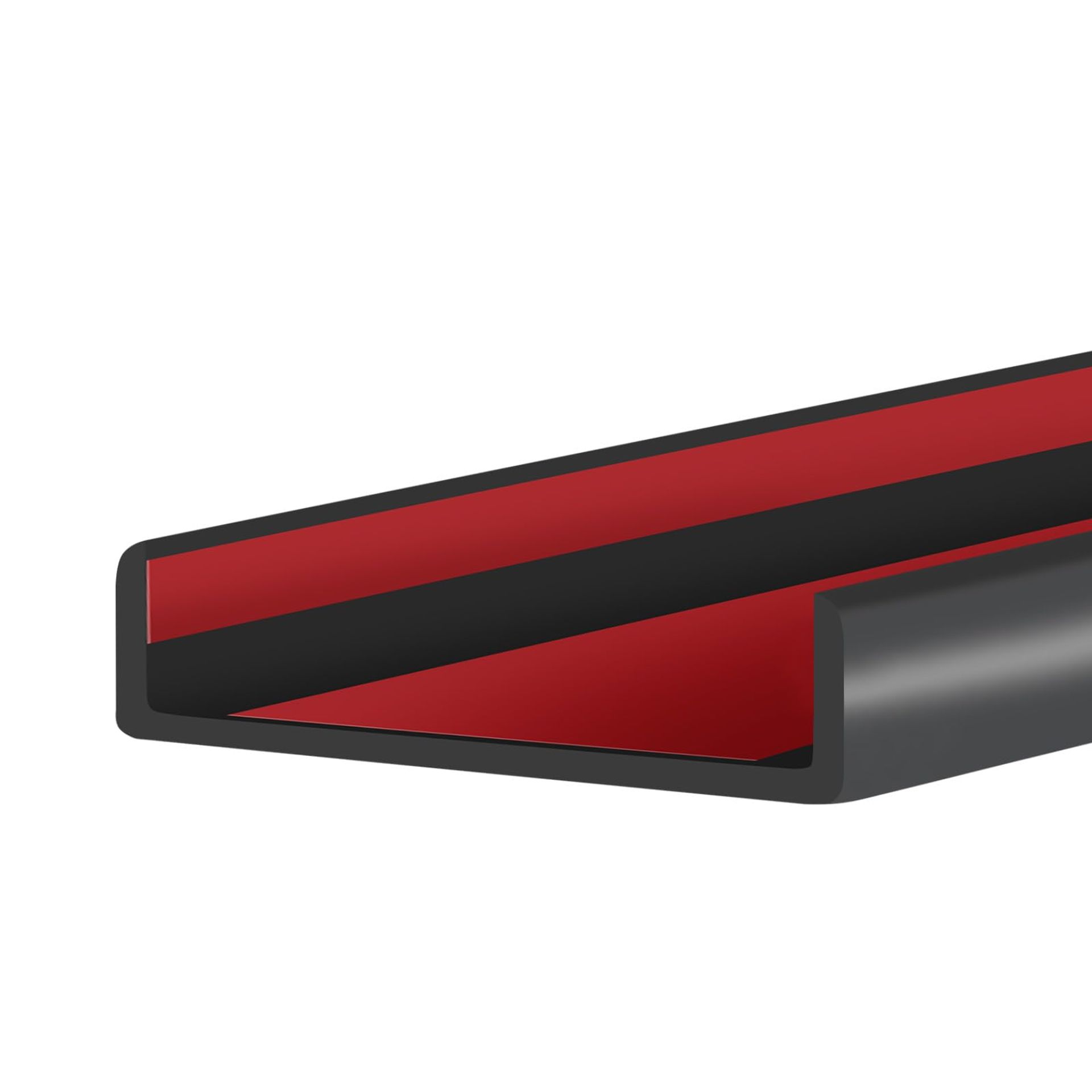 Rubber U Shaped Edge Trim Self-Adhesive Flexible Protector for Doors, Shelves and Furniture Edges, EPDM Weather Stripping - Black 63mm 6m