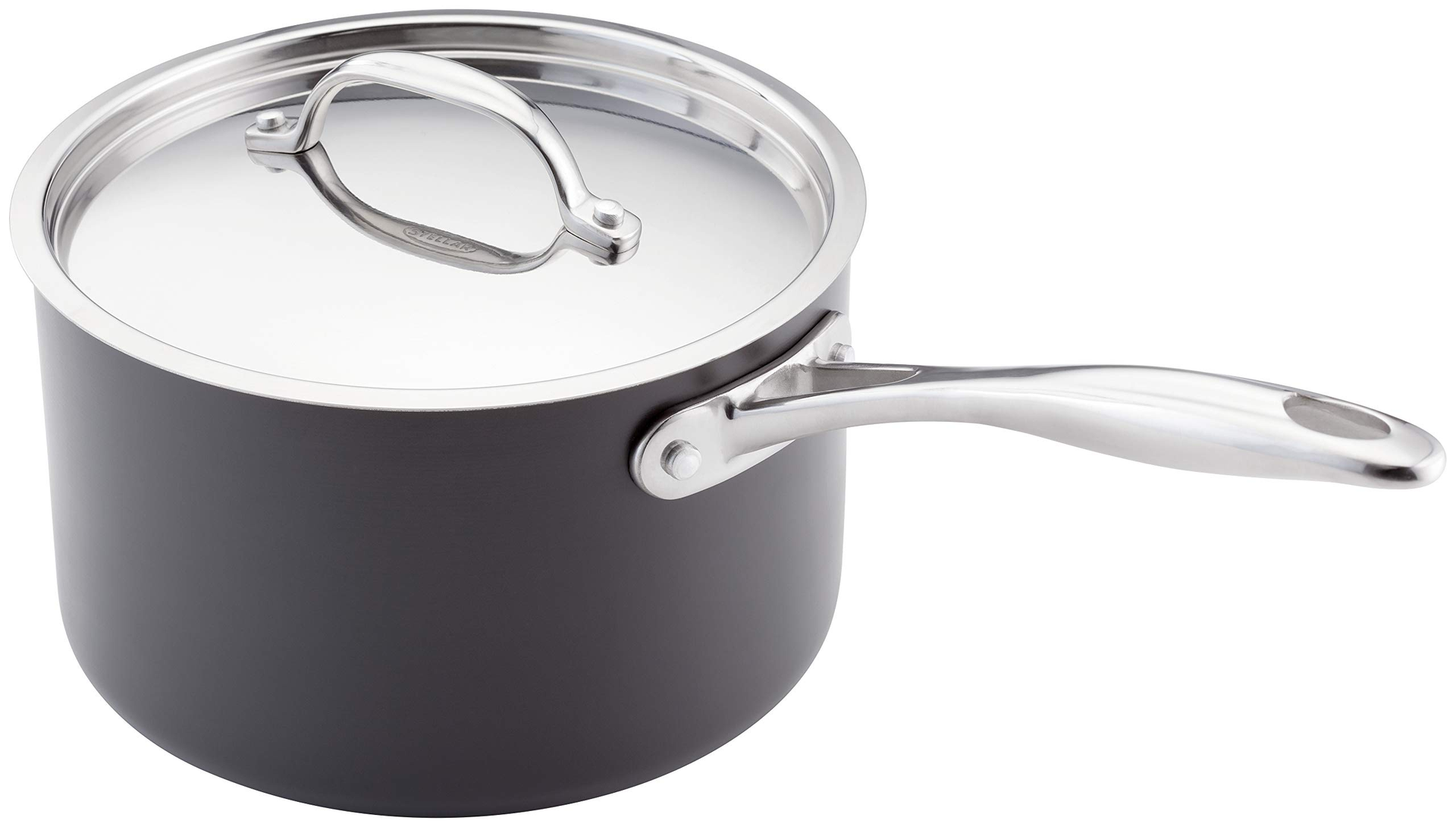 Stellar Element Hard Anodised Saucepan 20cm 3.8L Induction & Oven Safe - Black 3.8 Litre - Spring Refresh