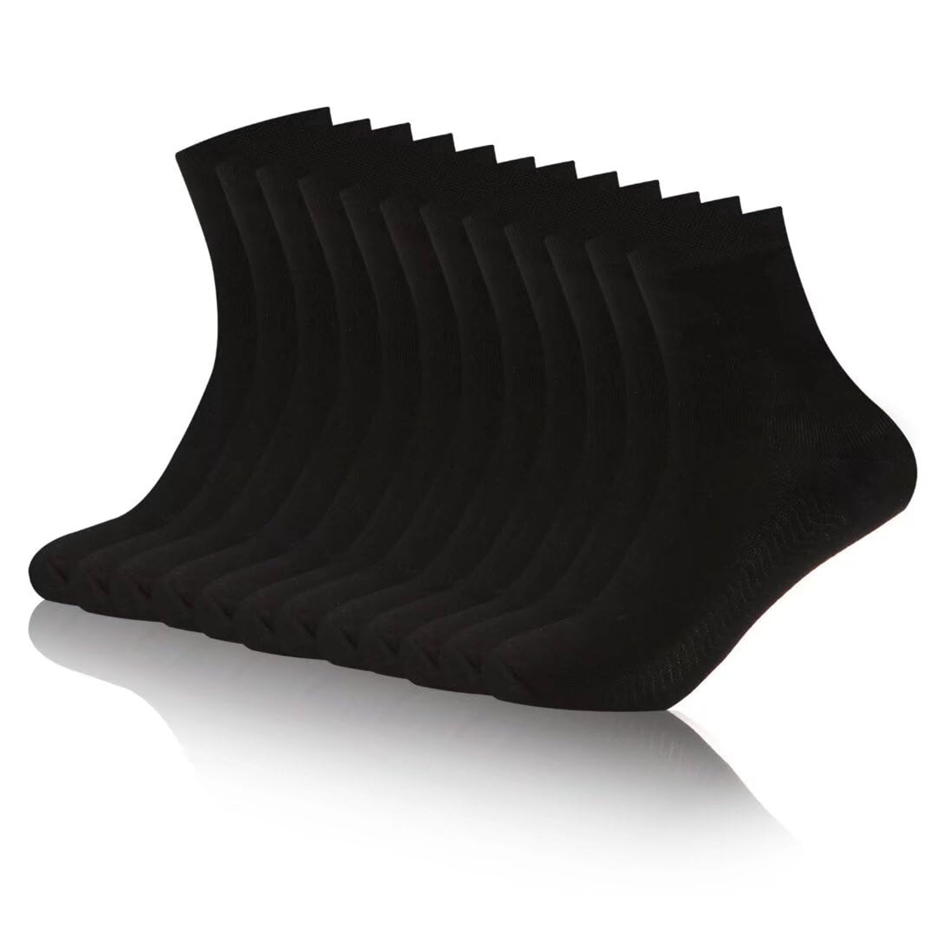 Unisex Bamboo Ankle Socks Anti-Odour Breathable Soft Comfort 6 Pairs - Black M