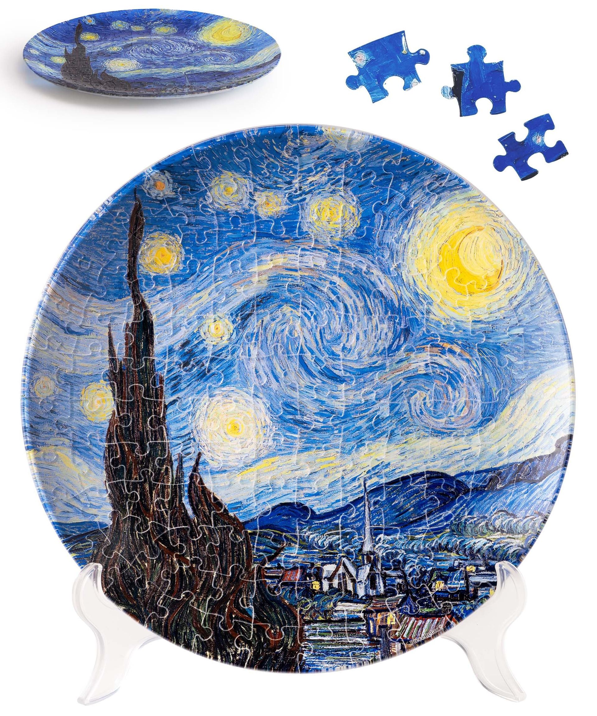 3D Puzzle Plate for Adults 124 Pieces Decorative Van Gogh Artwork - The Starry Night 124 Pieces - Spring Refresh