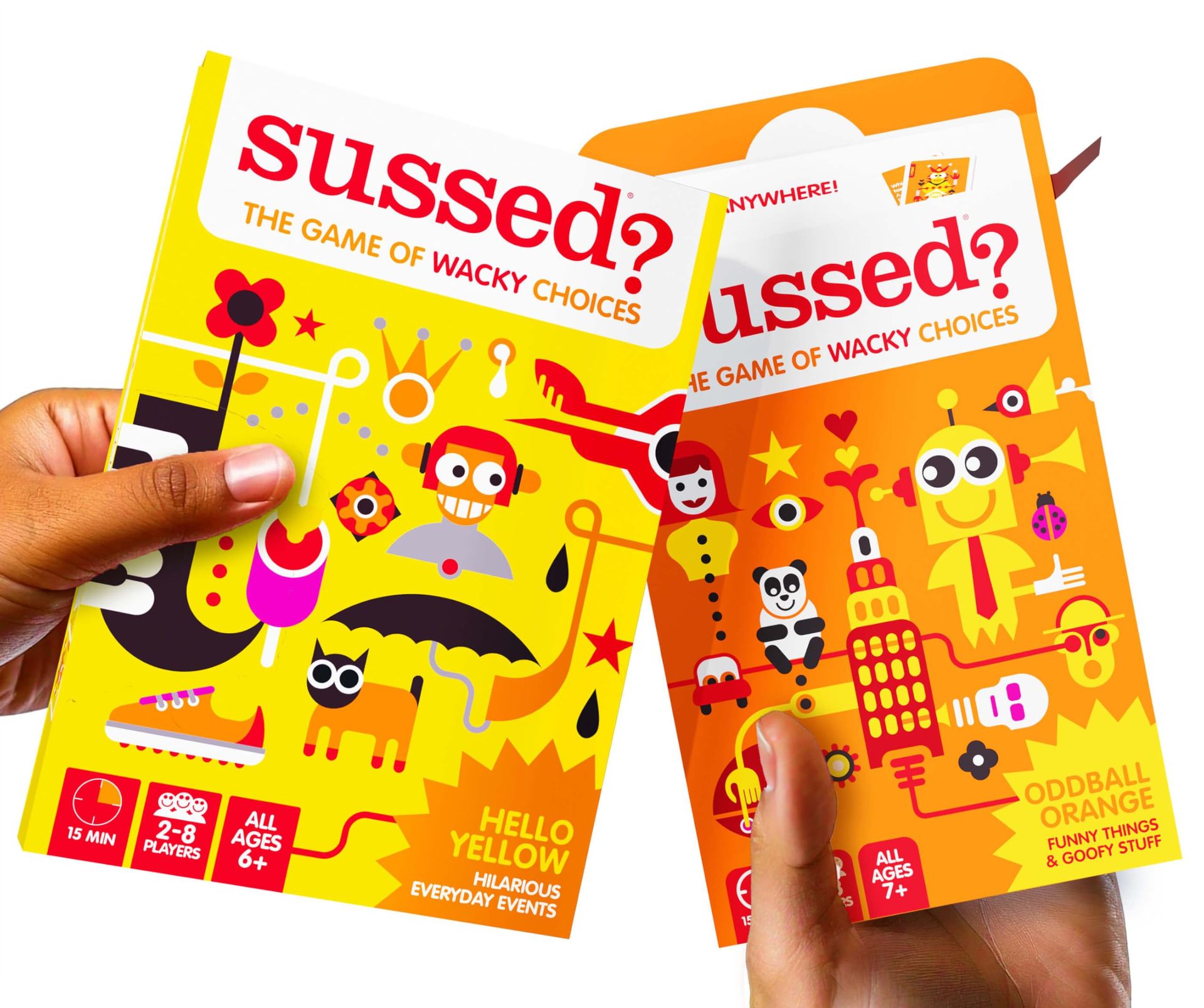 SUSSED Card Game Bundle Family & Party Guessing Game Set of 3 Packs - Yellow + Orange + Blue