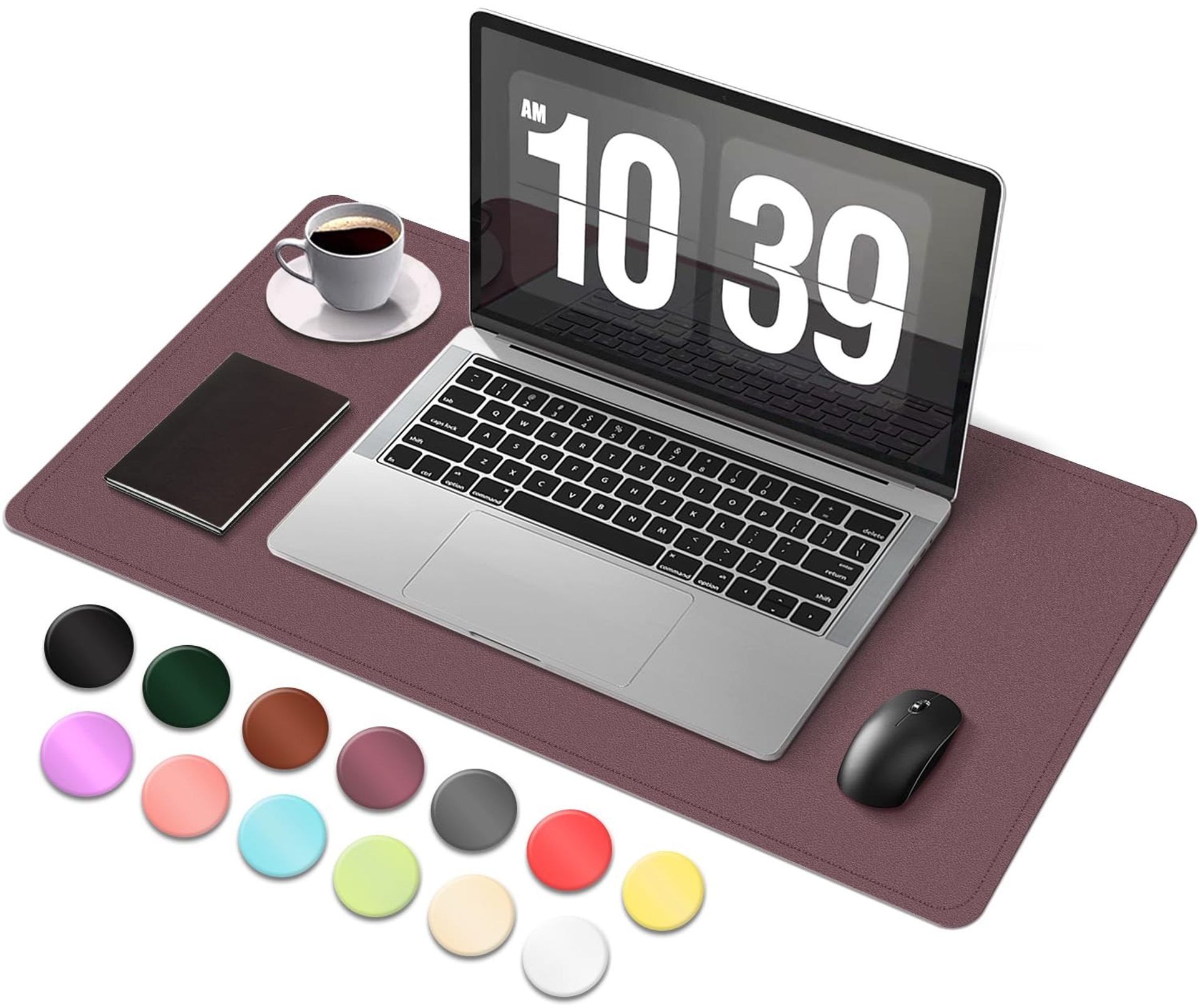 Non-Slip Large Desk Pad Dual-Sided Leather Mat with Suede Waterproof Surface for Writing, Painting and Computer Use - Dark Purple 120x60cm - Student Essentials