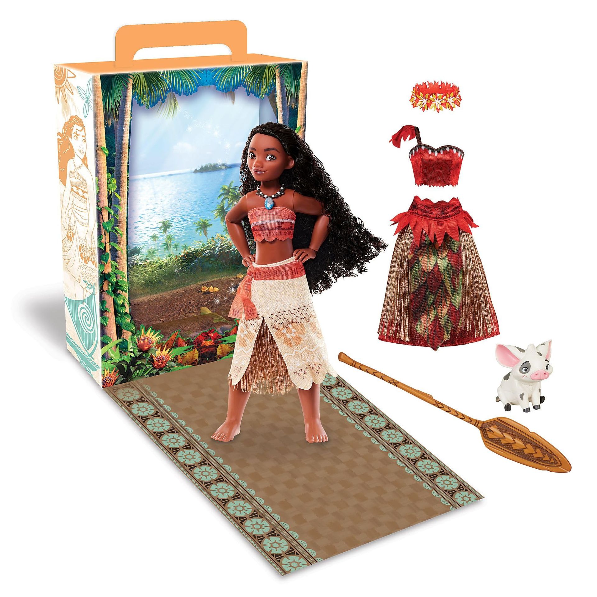 Disney Store Moana Story Doll with Pua, 2 Outfits, Accessories & Play Stage - Moana 28cm