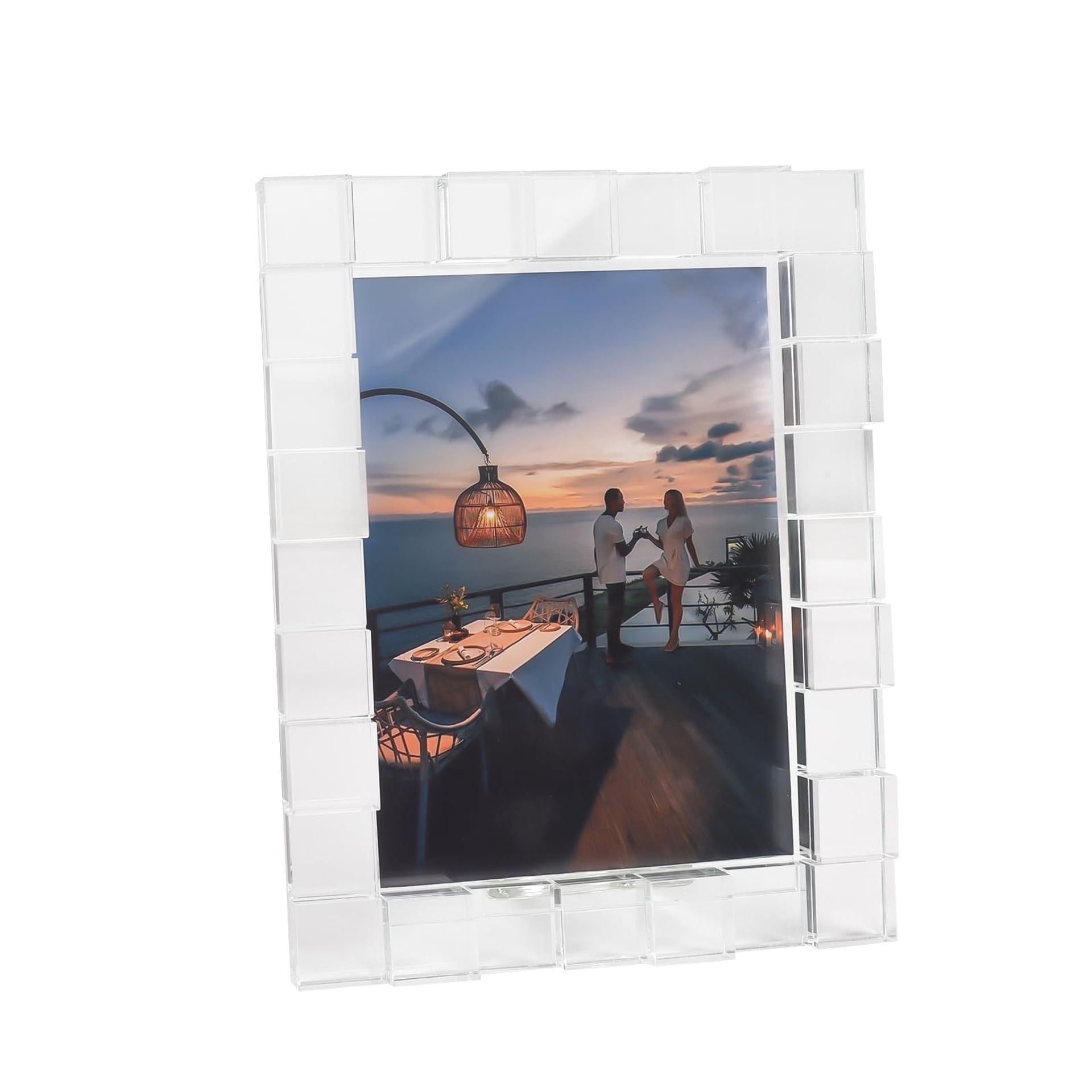 Crystal Picture Frame 5x7 Inch Luxury Wedding & Home Décor Display with Gift Box - Clear 5x7 Inch - Spring Refresh