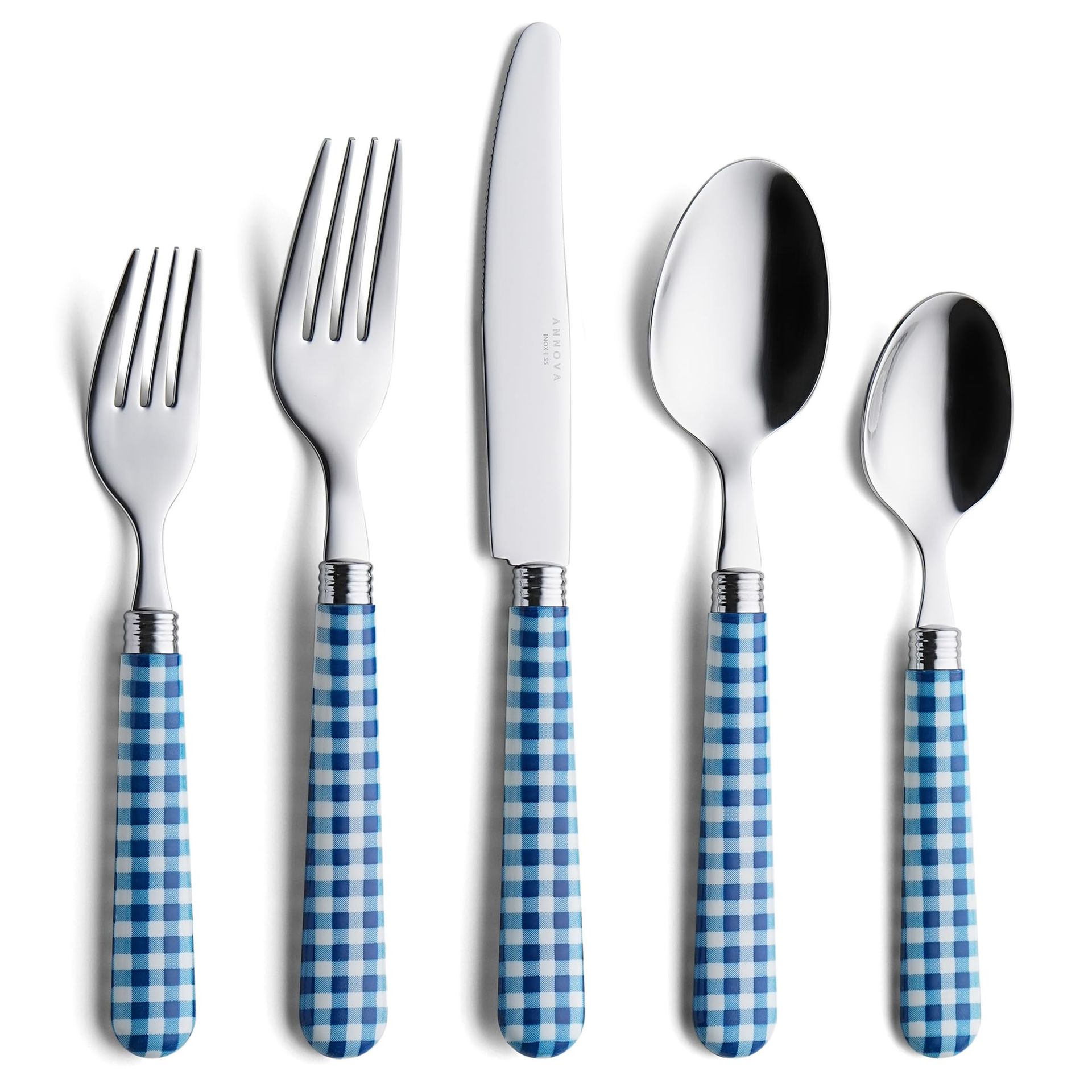 20 Piece Stainless Steel Cutlery Set with Colour Handles Includes Knives Forks Spoons Perfect for Everyday Dining - Mix 20 Pieces - Spring Refresh