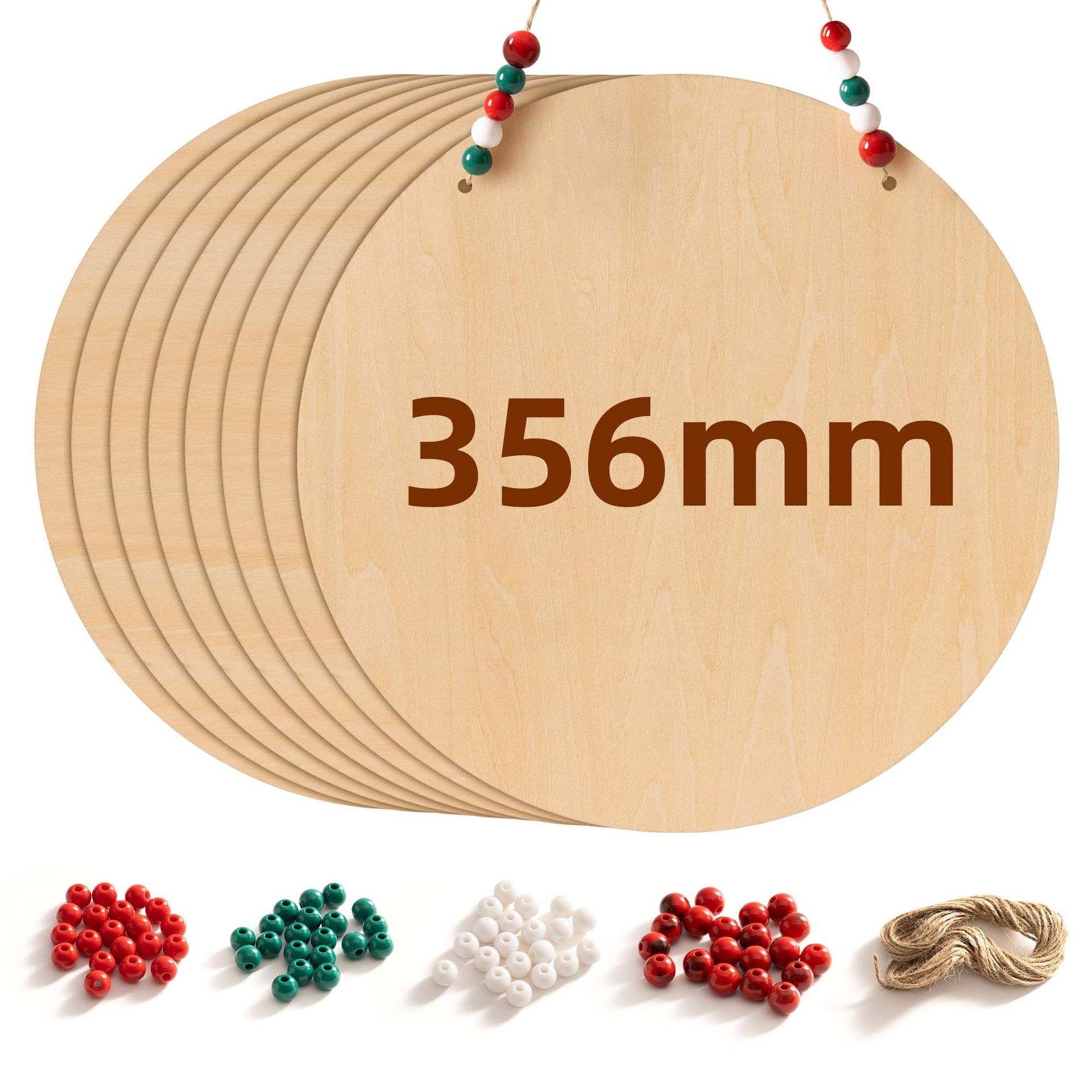 8-Piece Round Basswood Wooden Discs Precut Sheets for Crafts, Pyrography & Laser Art - Natural 35cm