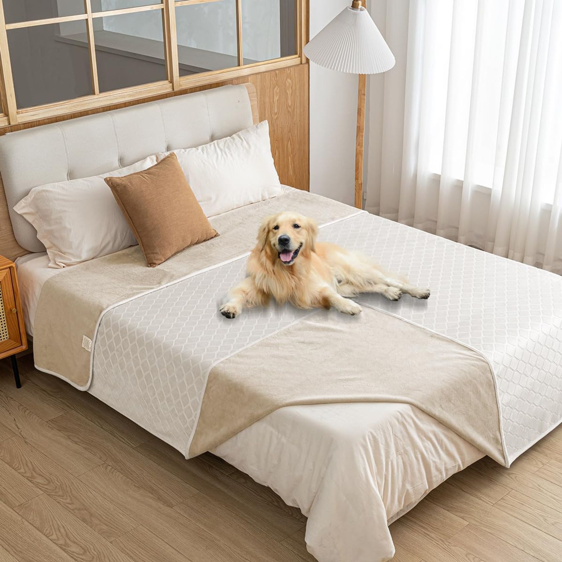 Waterproof Pet Blanket Soft Plush Washable Protector for Dogs & Cats - Beige 102x152cm