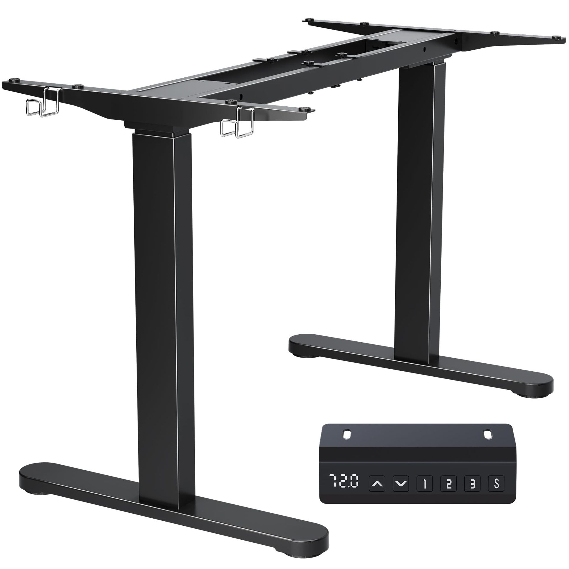 Dual Motor Electric Standing Desk Frame Height Adjustable Workstation for 120–180 cm Table Tops with Memory Controller and Anti-Collision - Black 720–1200MM