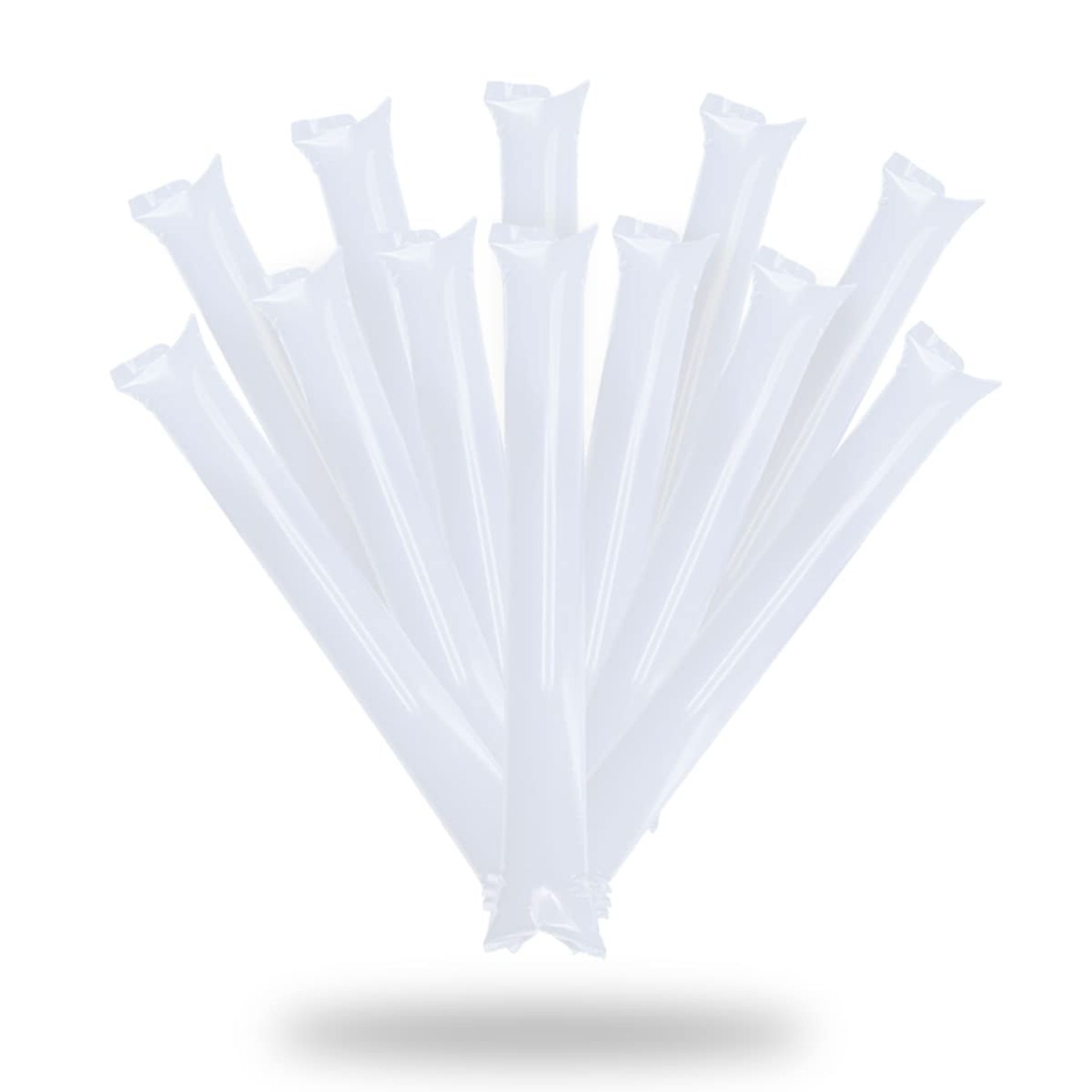 Pack of 50 Reusable Inflatable Thunder Clappers for Parties, Sports and Events - White Normal