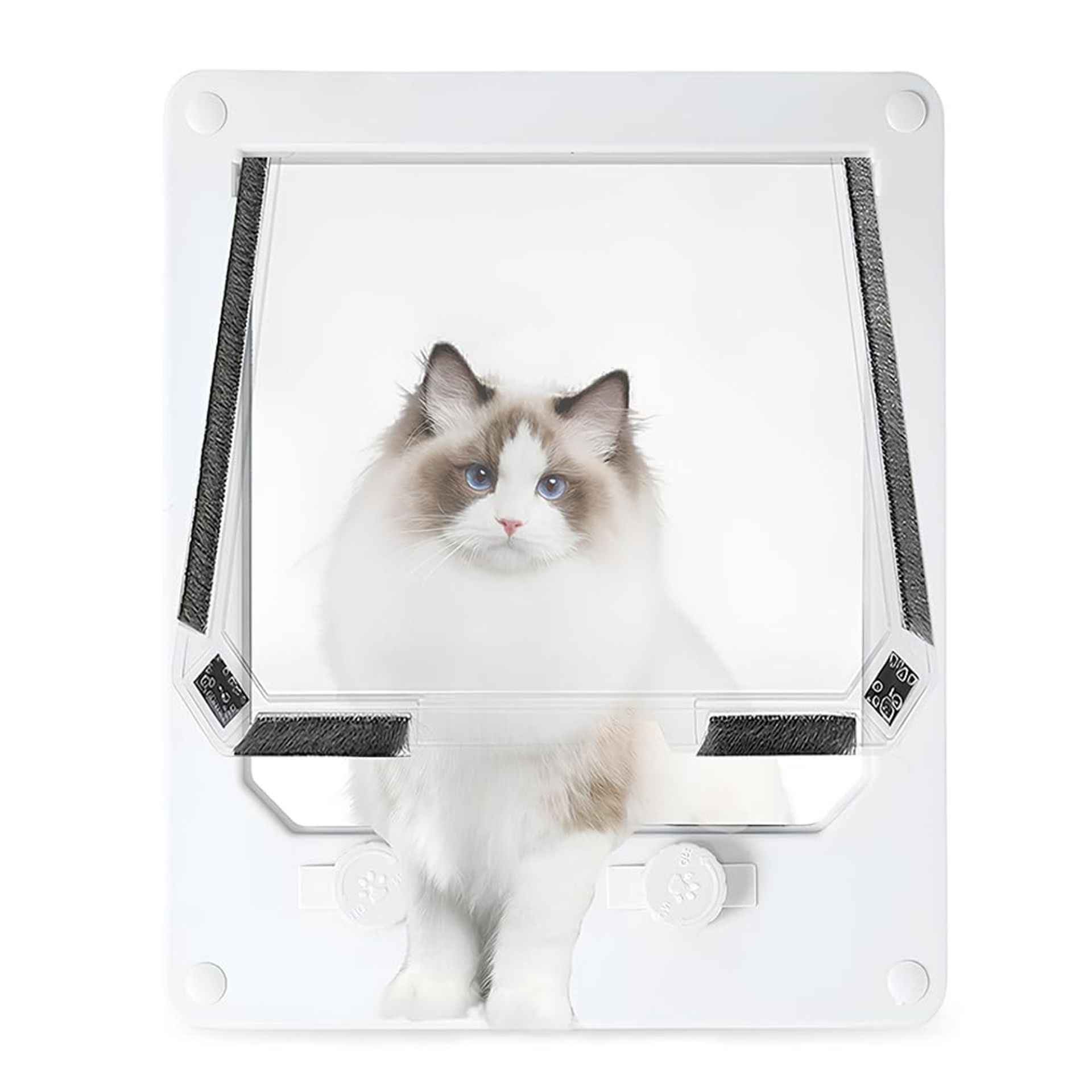 Magnetic Locking Pet Door Cat Flap for Cats & Small Dogs – White 26x24cm