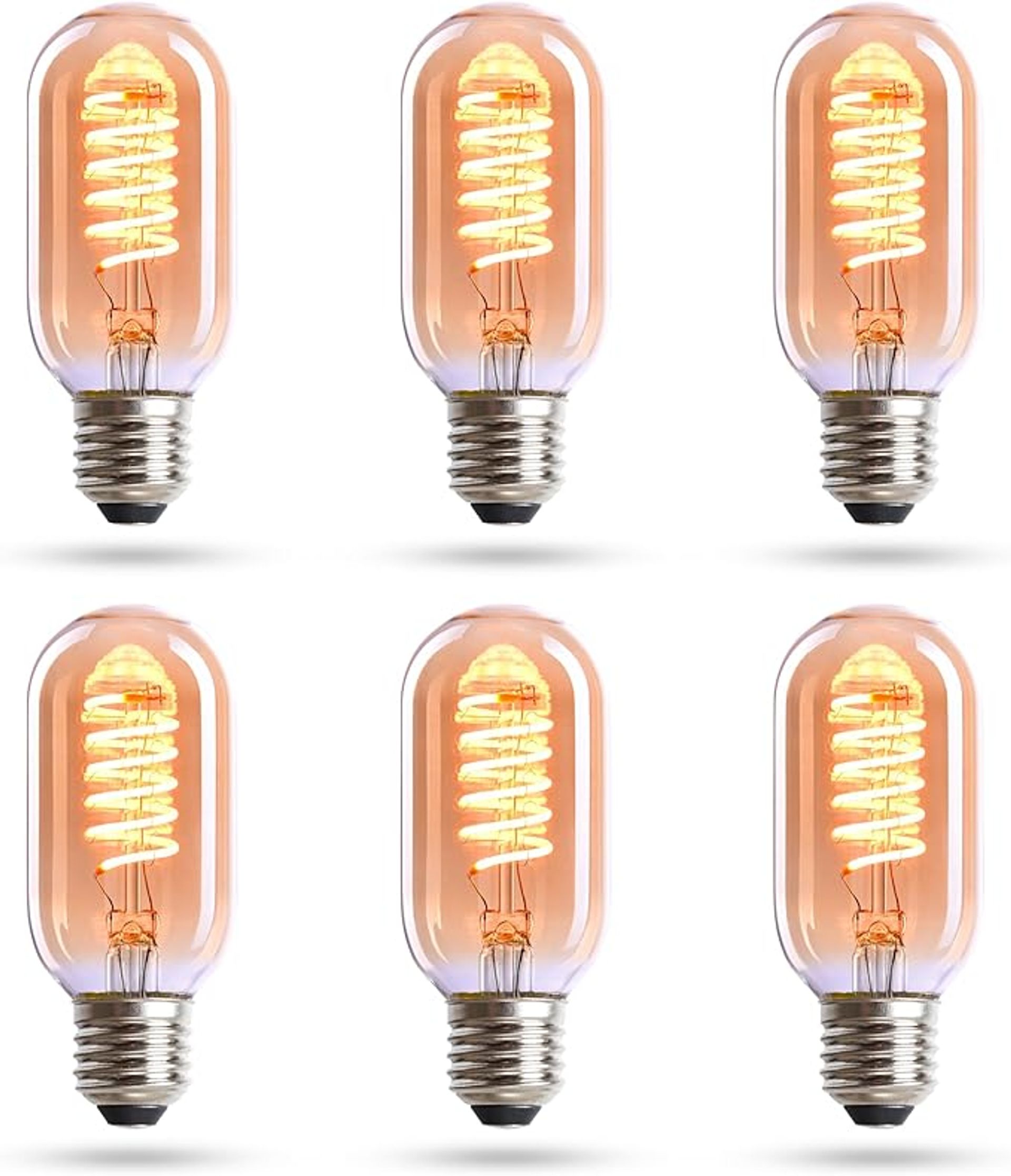 Vintage Decorative LED Light Bulbs 6 Pack E27 Energy Efficient 38W Equivalent Shock Resistant - Warm White EL0006