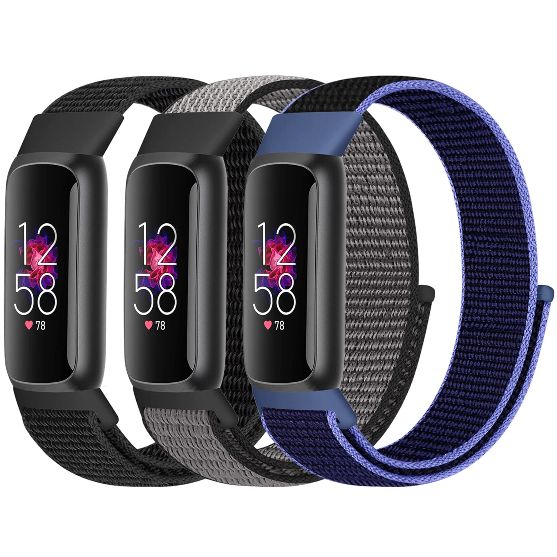 Adjustable Nylon Loop Straps for Fitbit Luxe - Breathable, Soft, Sporty Wristbands for All-Day Comfort